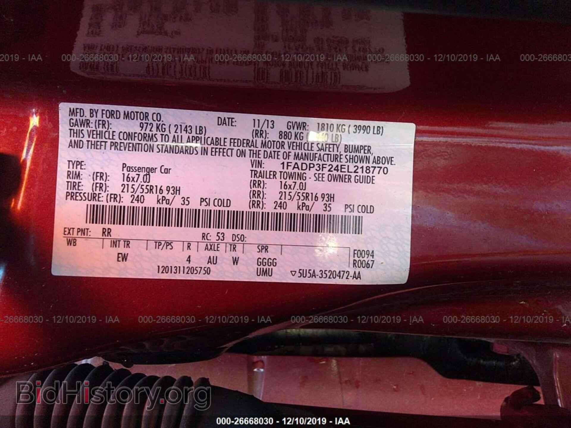 2014 FORD FOCUS - VIN: 1FADP3F24EL218770 - Фото 9