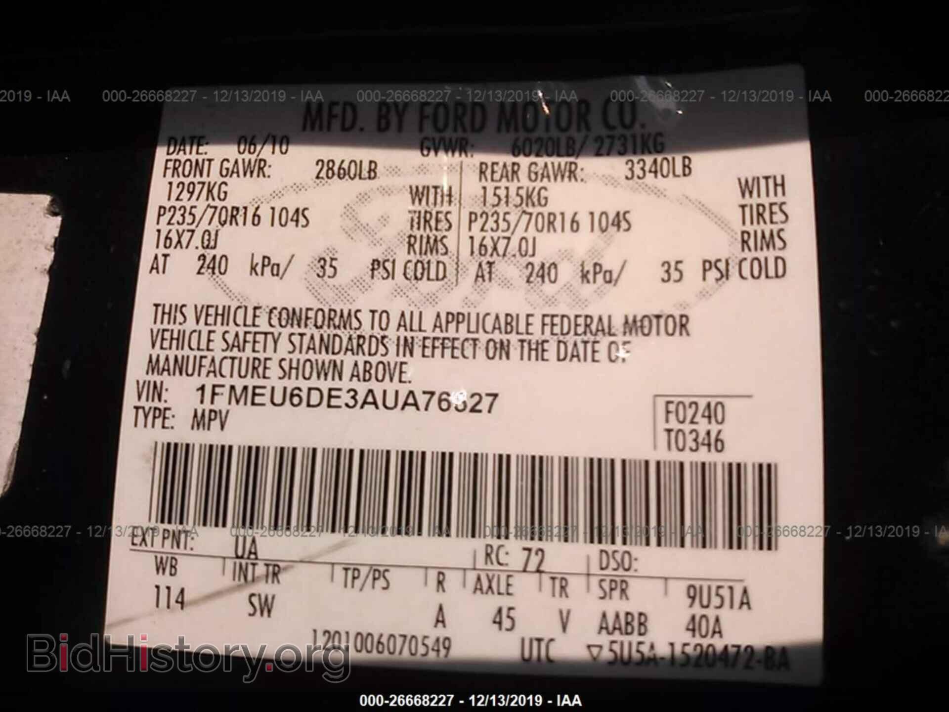 2010 FORD EXPLORER - VIN: 1FMEU6DE3AUA76627 - Photo 9