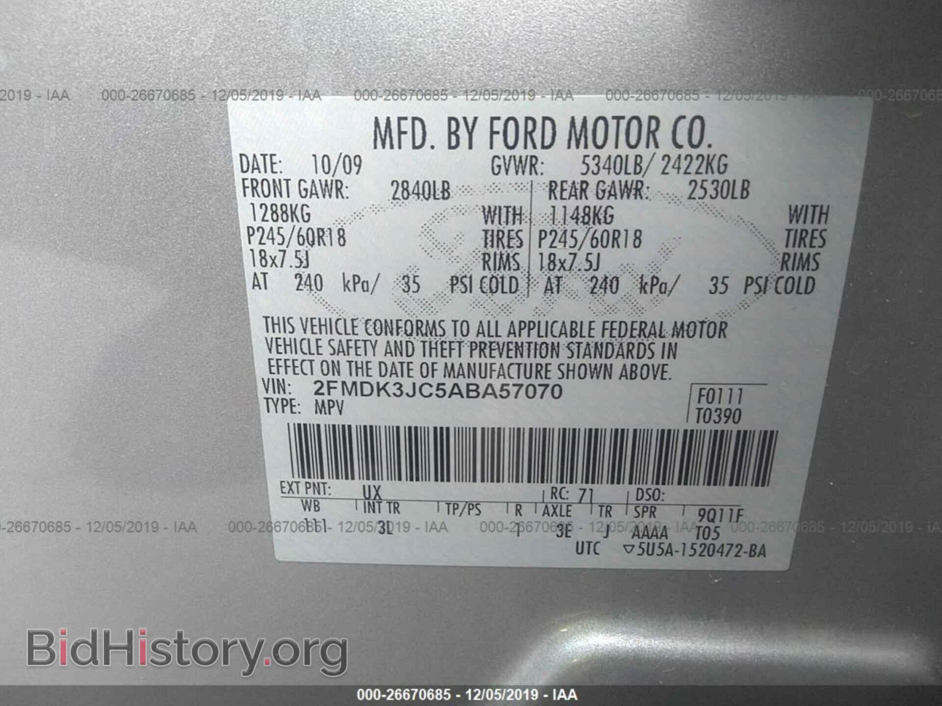 2010 FORD EDGE - VIN: 2FMDK3JC5ABA57070 - Photo 9