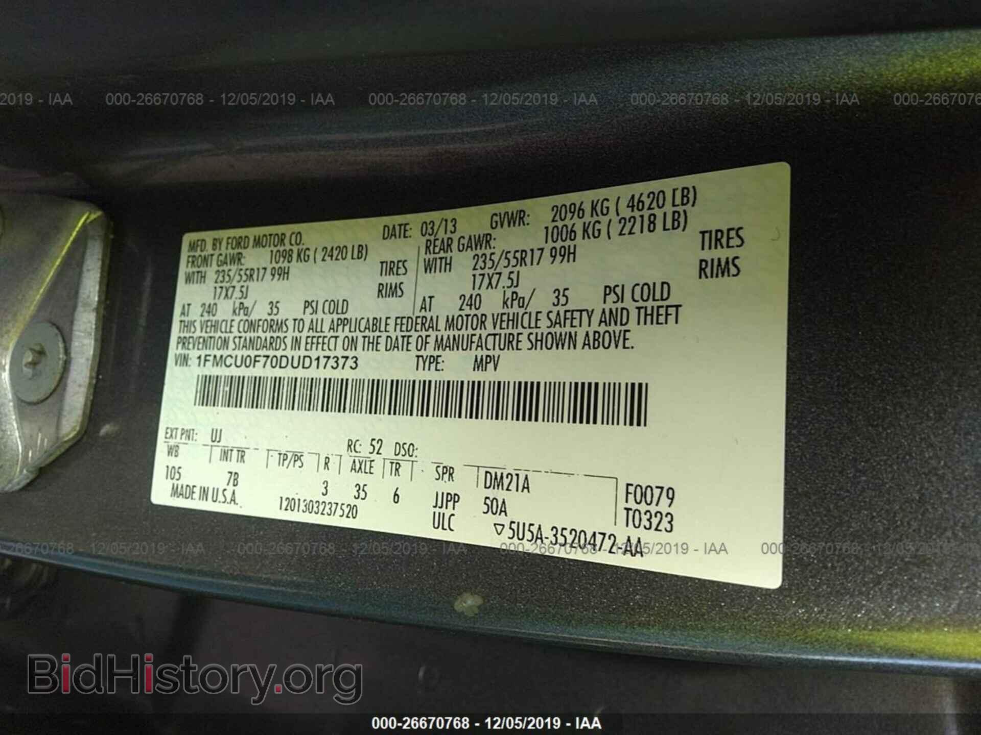 2013 FORD ESCAPE - VIN: 1FMCU0F70DUD17373 - Photo 9
