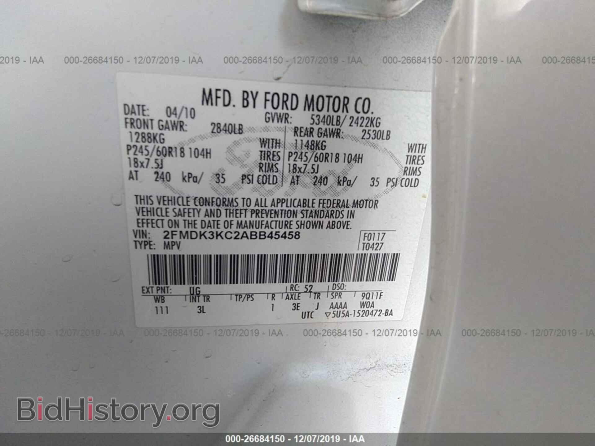 2010 FORD EDGE - VIN: 2FMDK3KC2ABB45458 - Photo 9