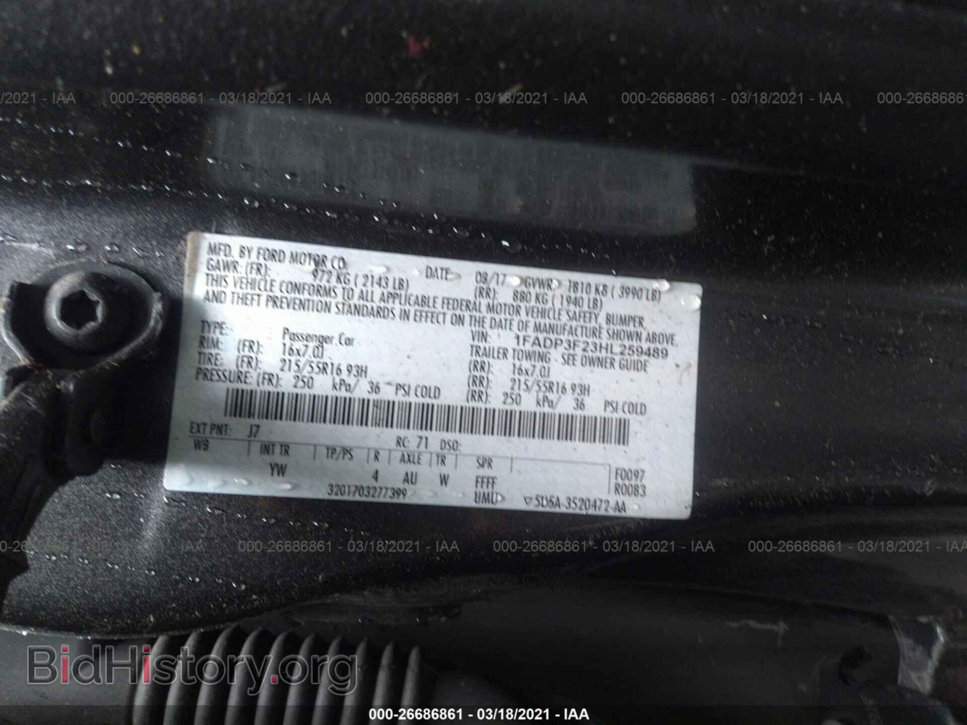 2017 FORD FOCUS - VIN: 1FADP3F23HL259489 - Фото 9