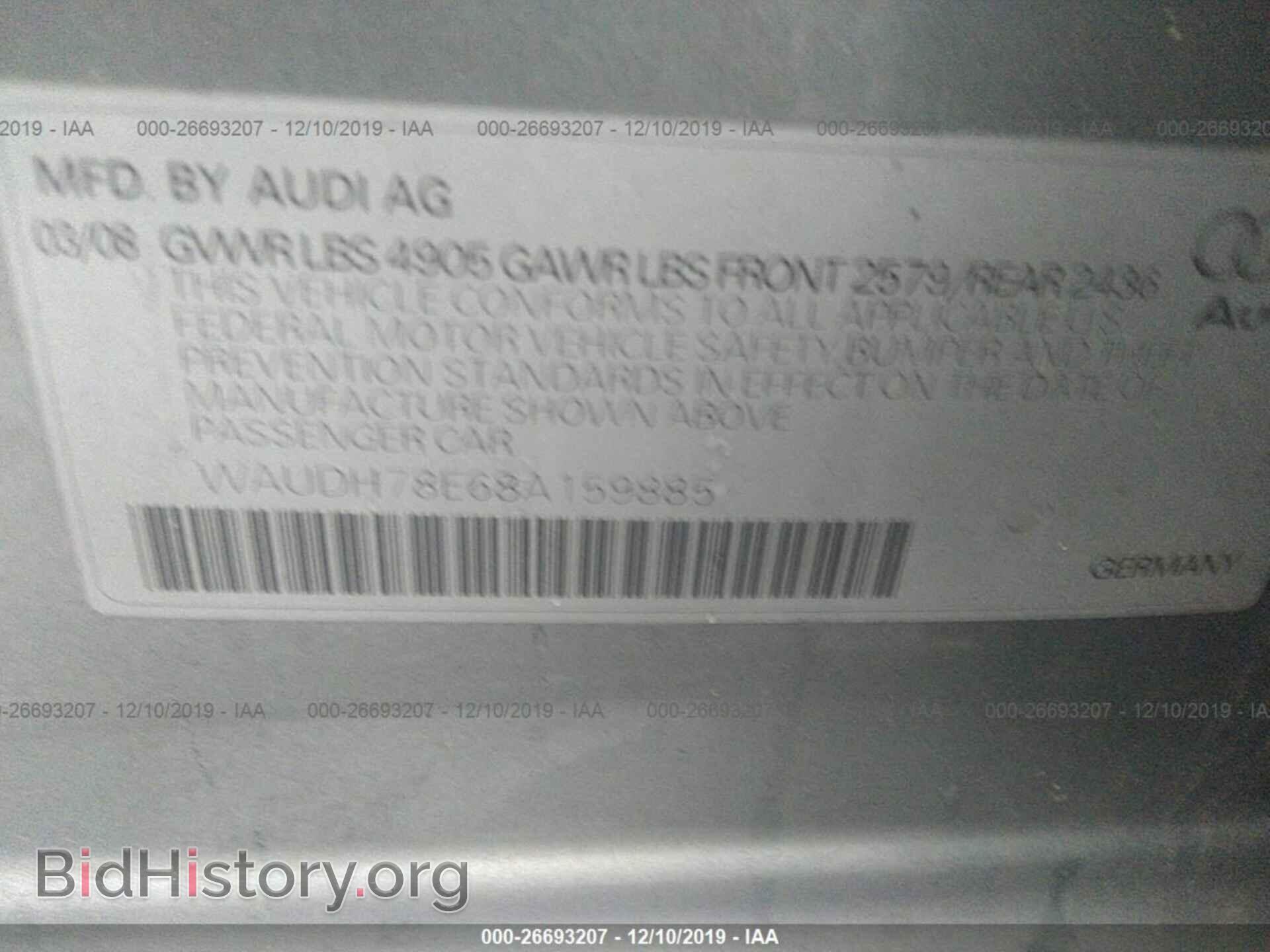 2008 AUDI A4 - VIN: WAUDH78E68A159885 - Фото 9