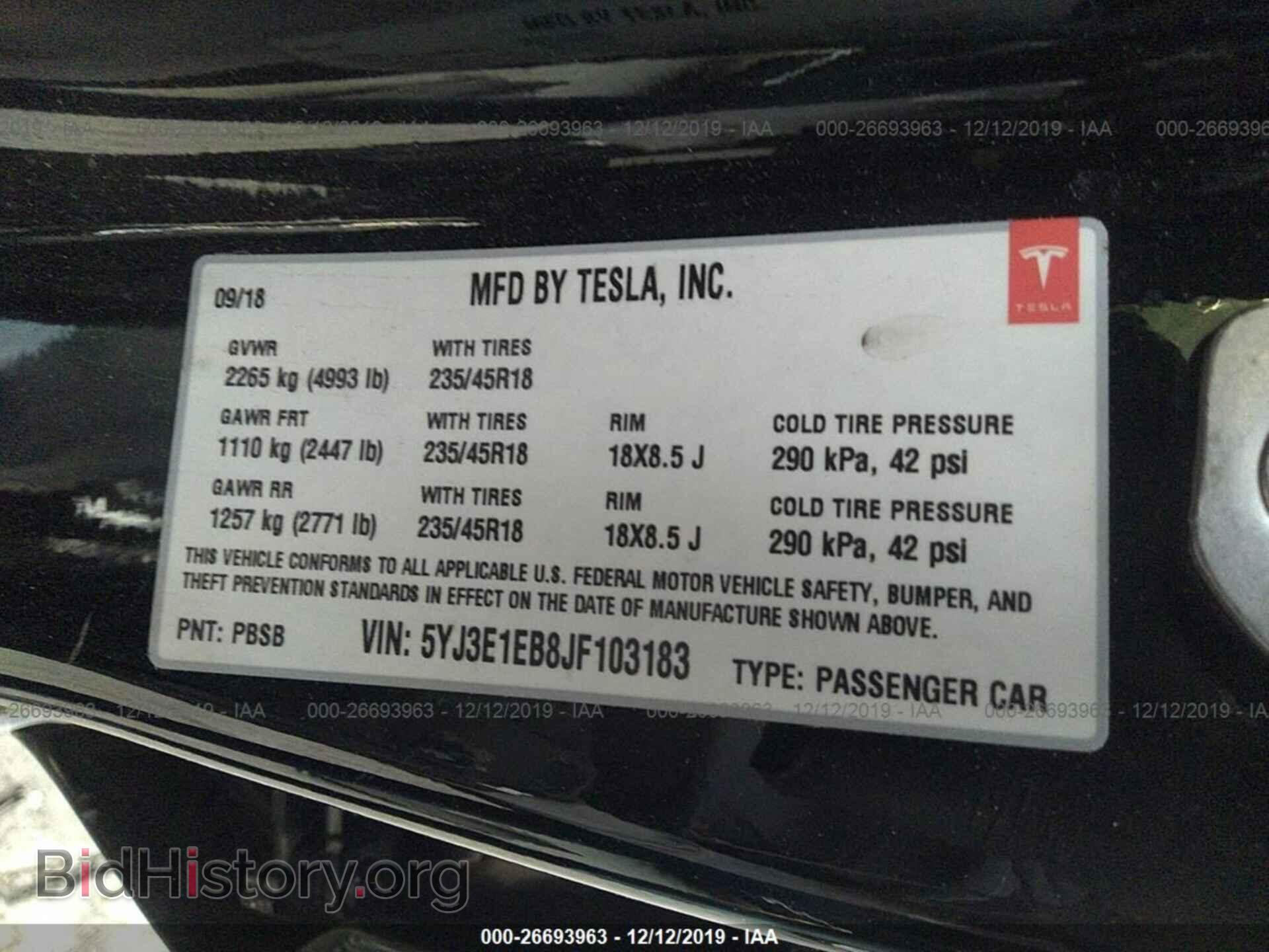 2018 TESLA MODEL 3 - VIN: 5YJ3E1EB8JF103183 - Photo 9