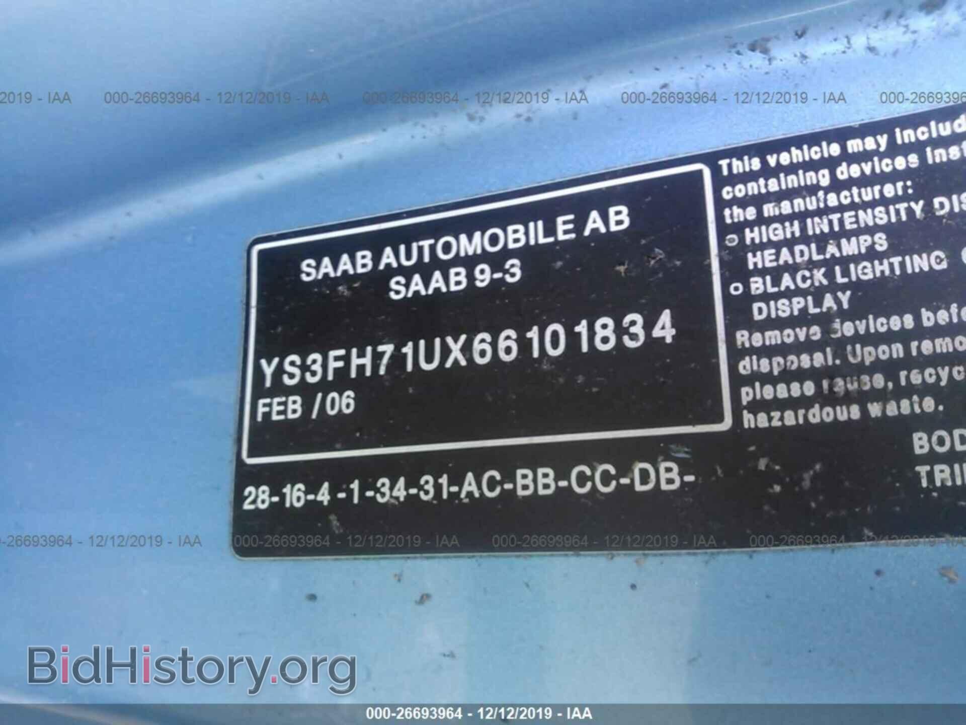2006 SAAB 9-3 - VIN: YS3FH71UX66101834 - Фото 9
