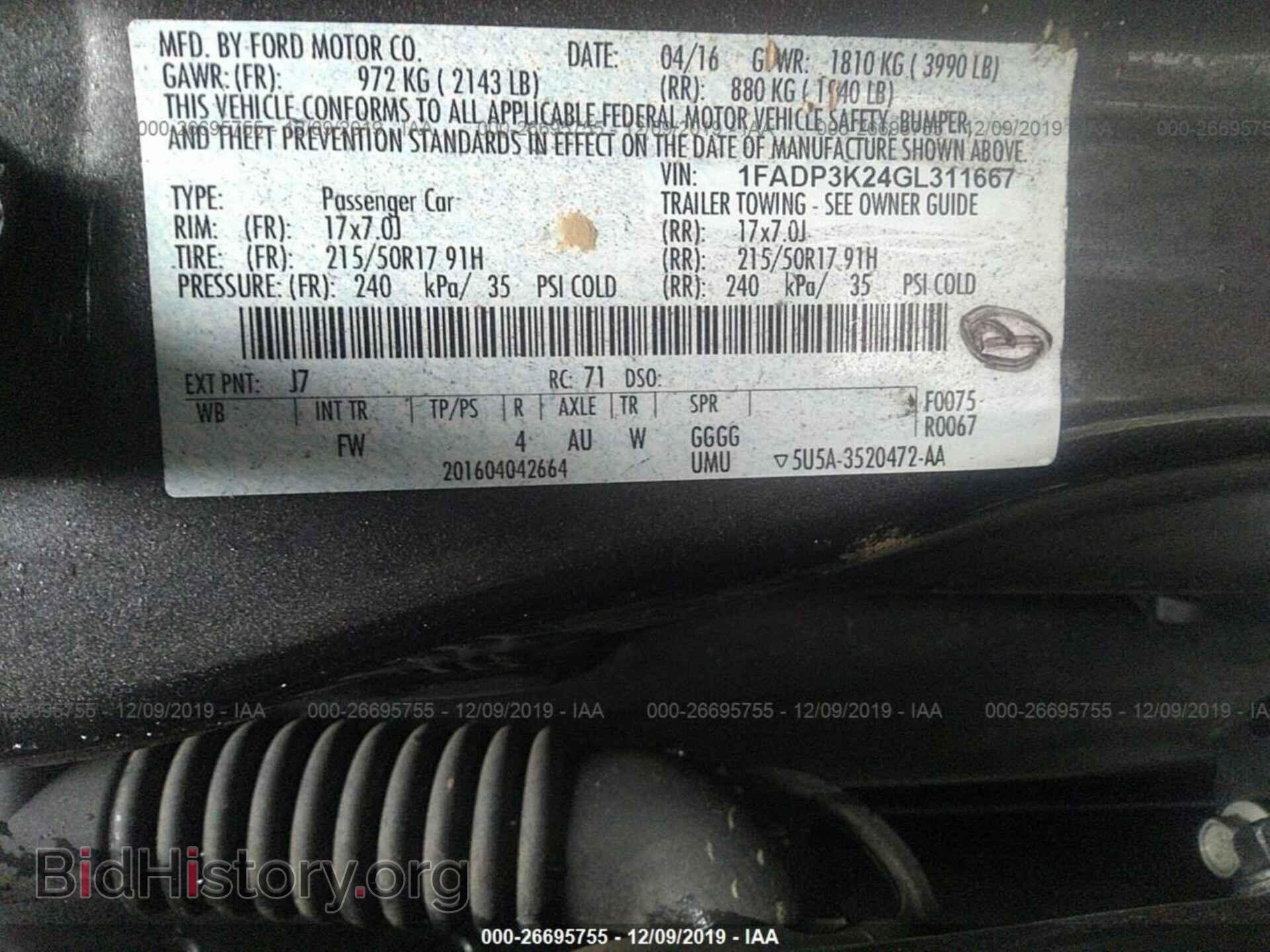 2016 FORD FOCUS - VIN: 1FADP3K24GL311667 - Фото 9