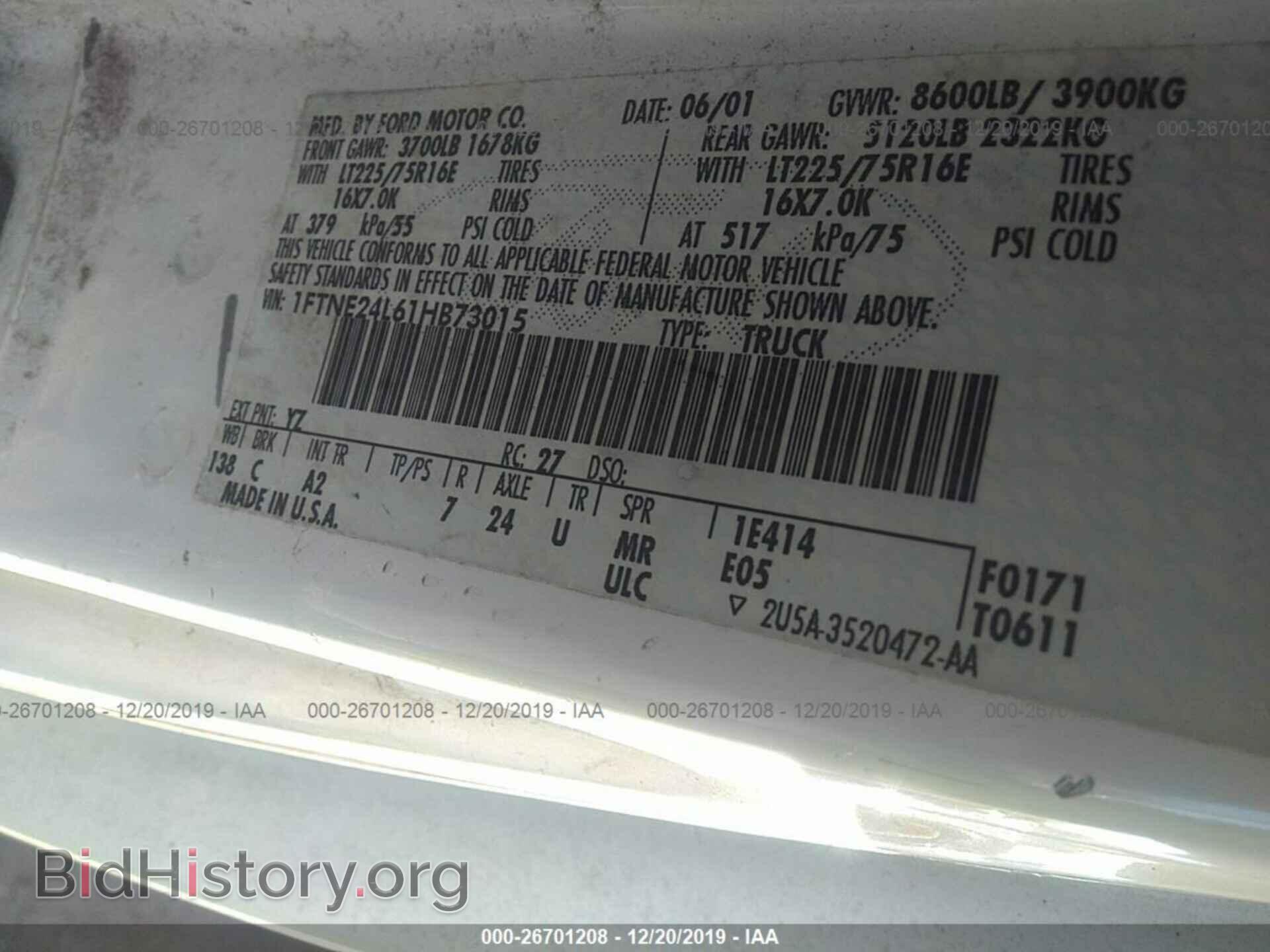 2001 FORD ECONOLINE - VIN: 1FTNE24L61HB73015 - Фото 9