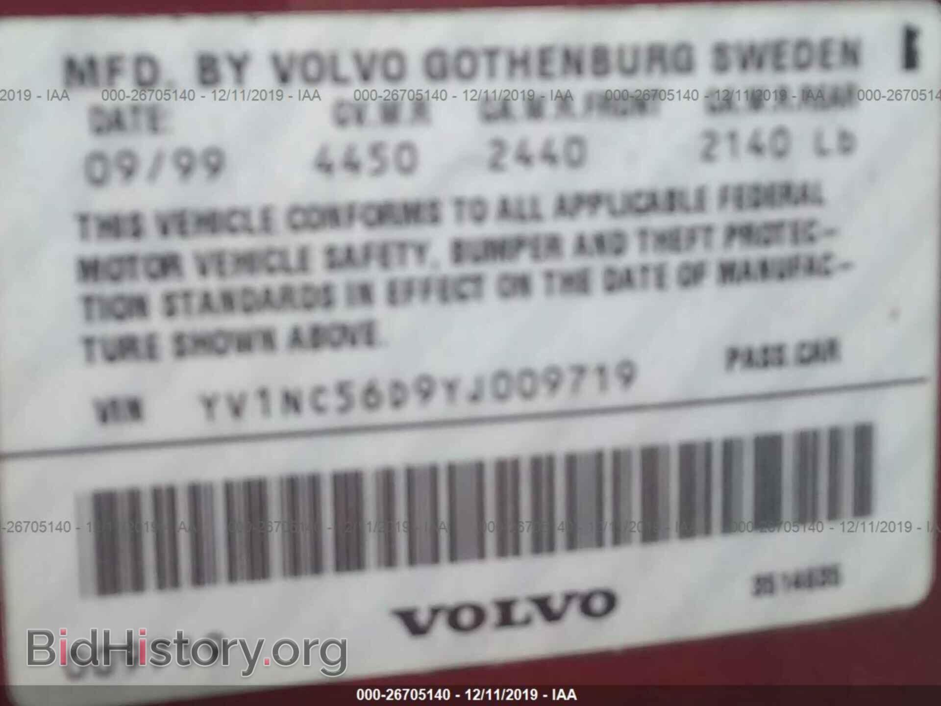 2000 VOLVO C70 - VIN: YV1NC56D9YJ009719 - Фото 9