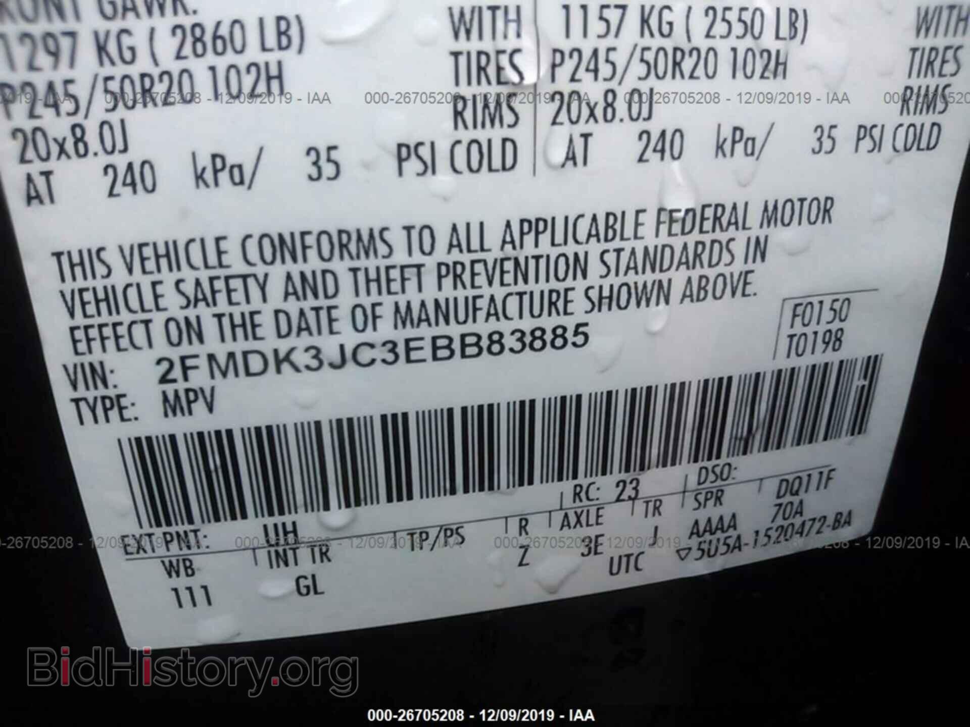 2014 FORD EDGE - VIN: 2FMDK3JC3EBB83885 - Photo 9