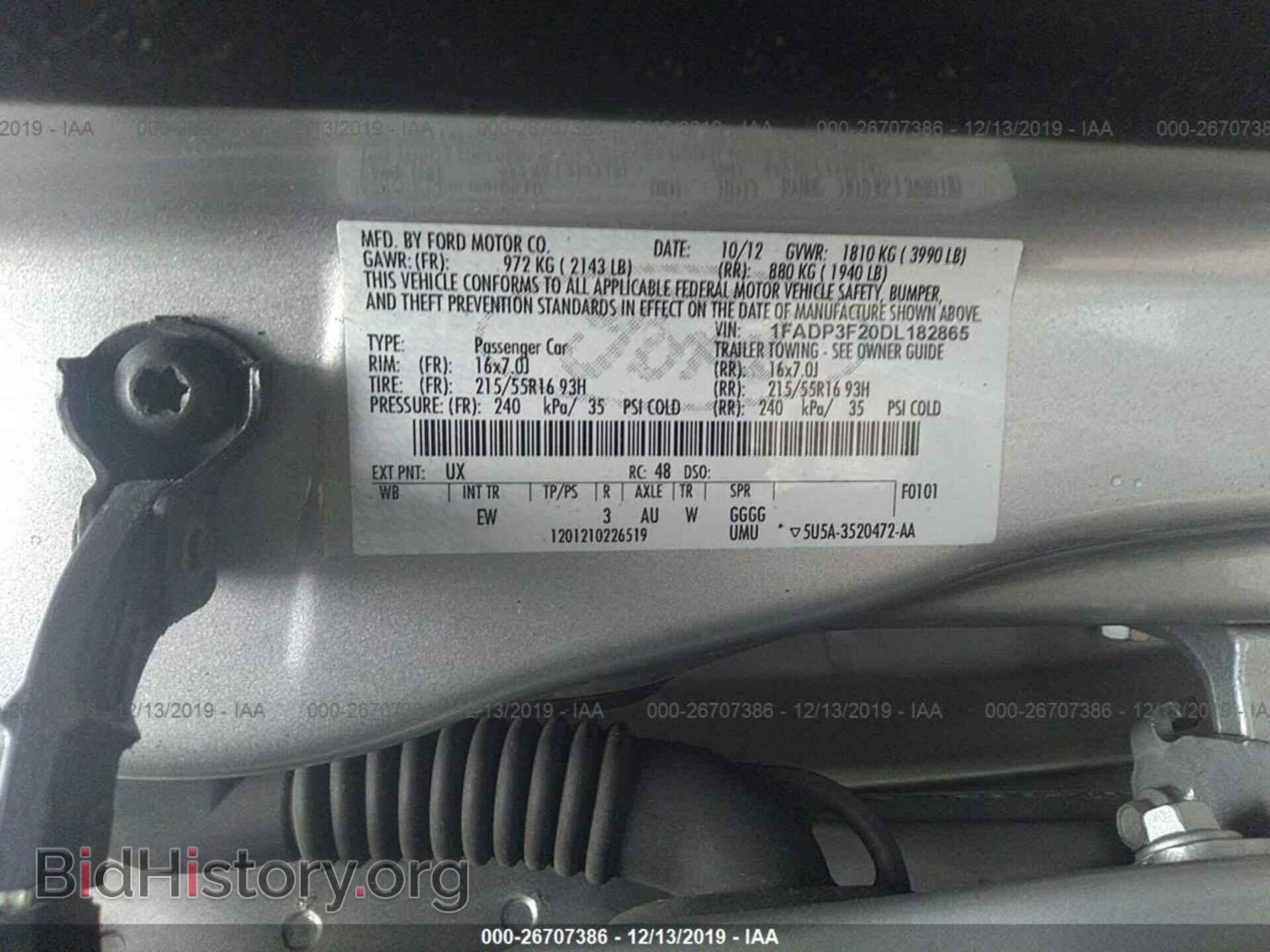 2013 FORD FOCUS - VIN: 1FADP3F20DL182865 - Фото 9