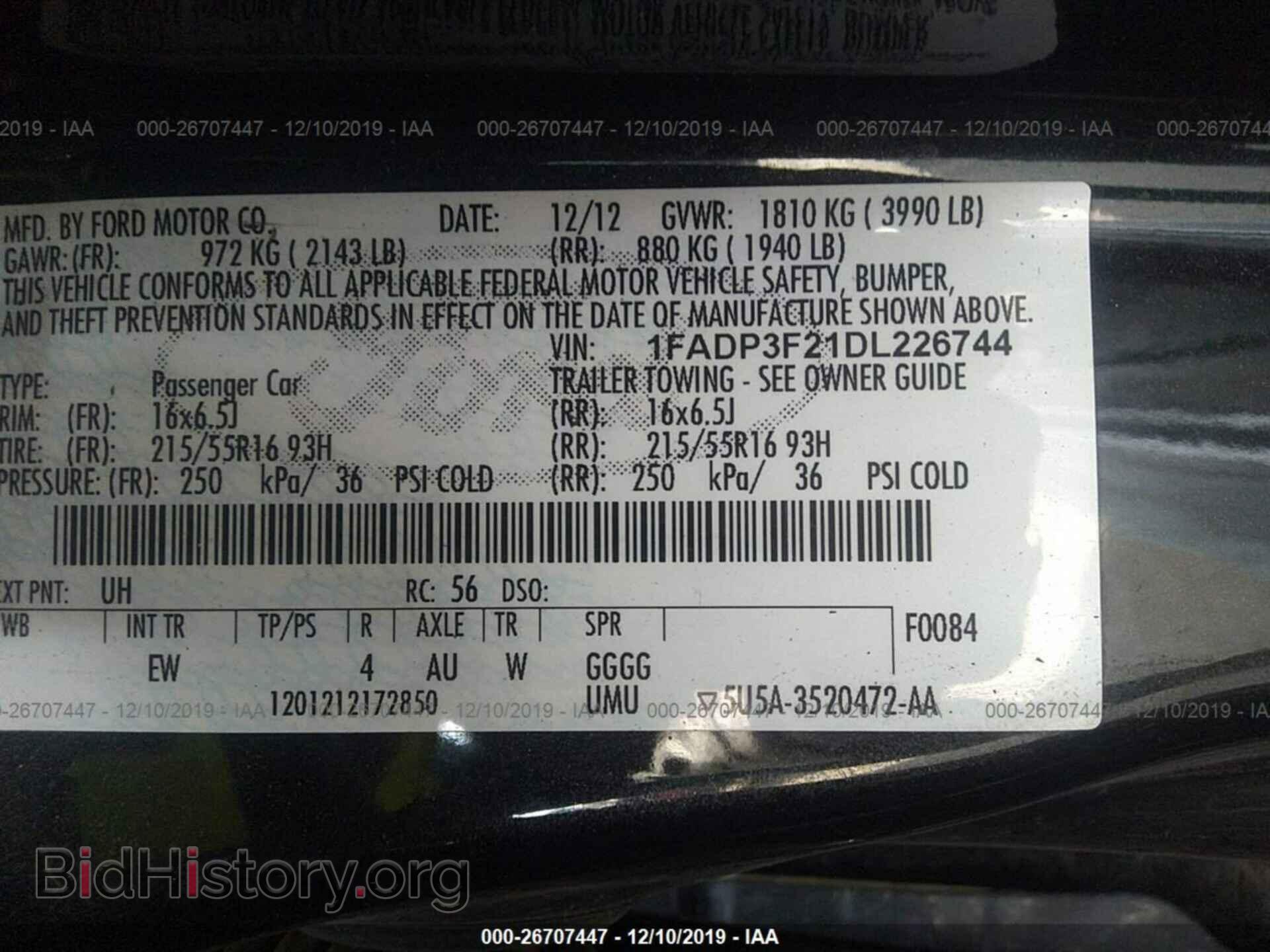 2013 FORD FOCUS - VIN: 1FADP3F21DL226744 - Фото 9