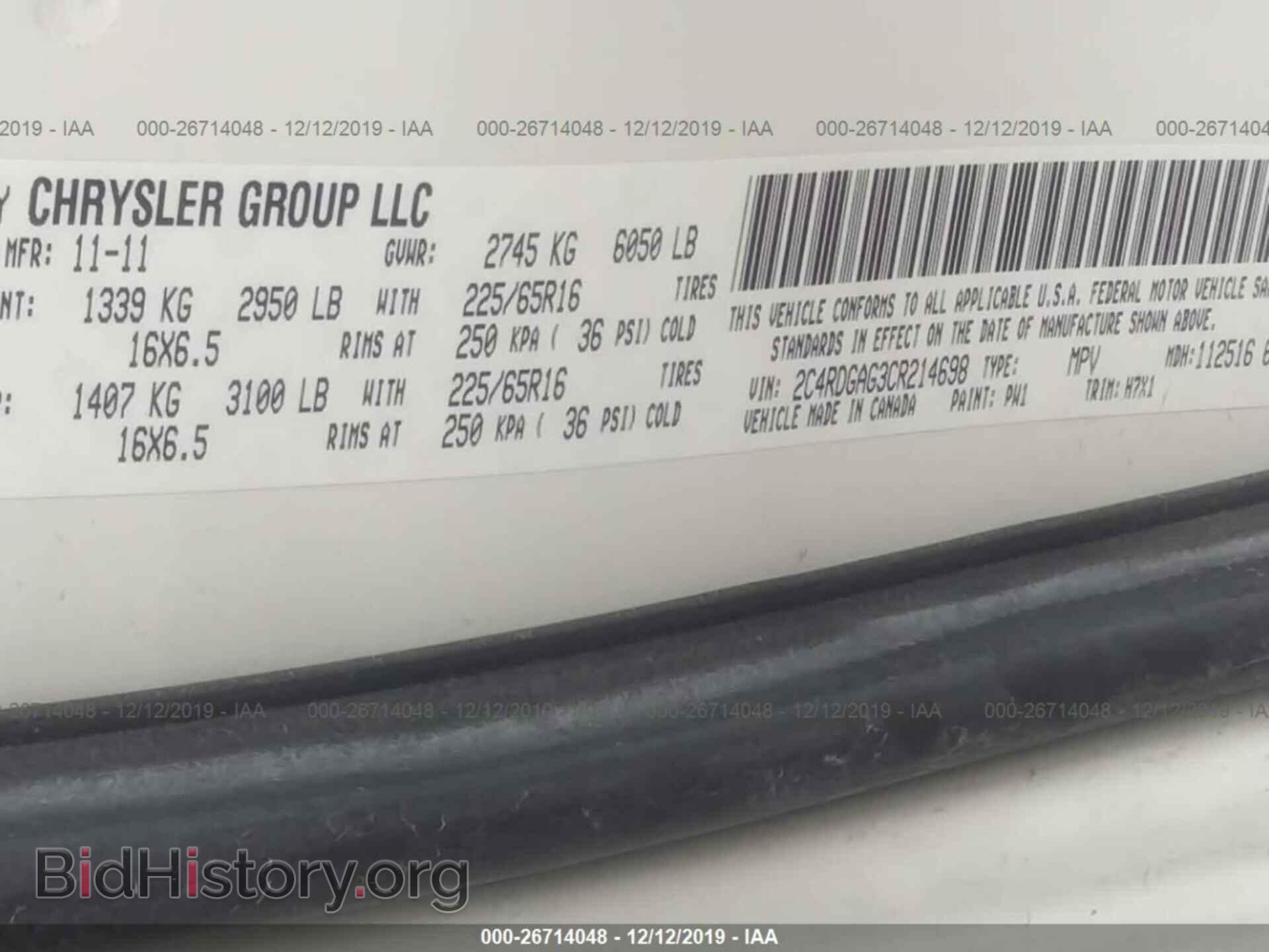 2012 DODGE RAM VAN - VIN: 2C4RDGAG3CR214698 - Photo 9