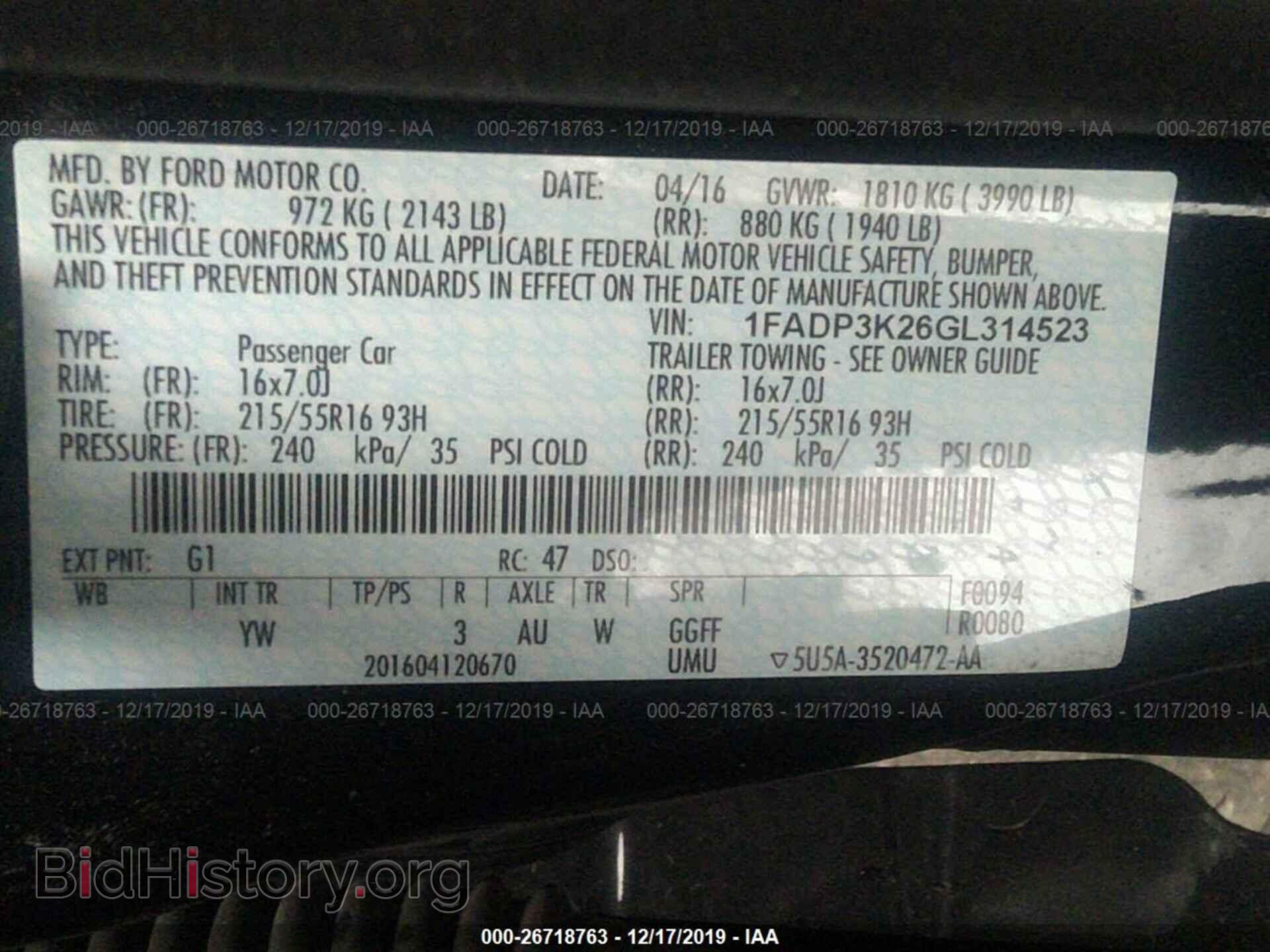 2016 FORD FOCUS - VIN: 1FADP3K26GL314523 - Фото 9