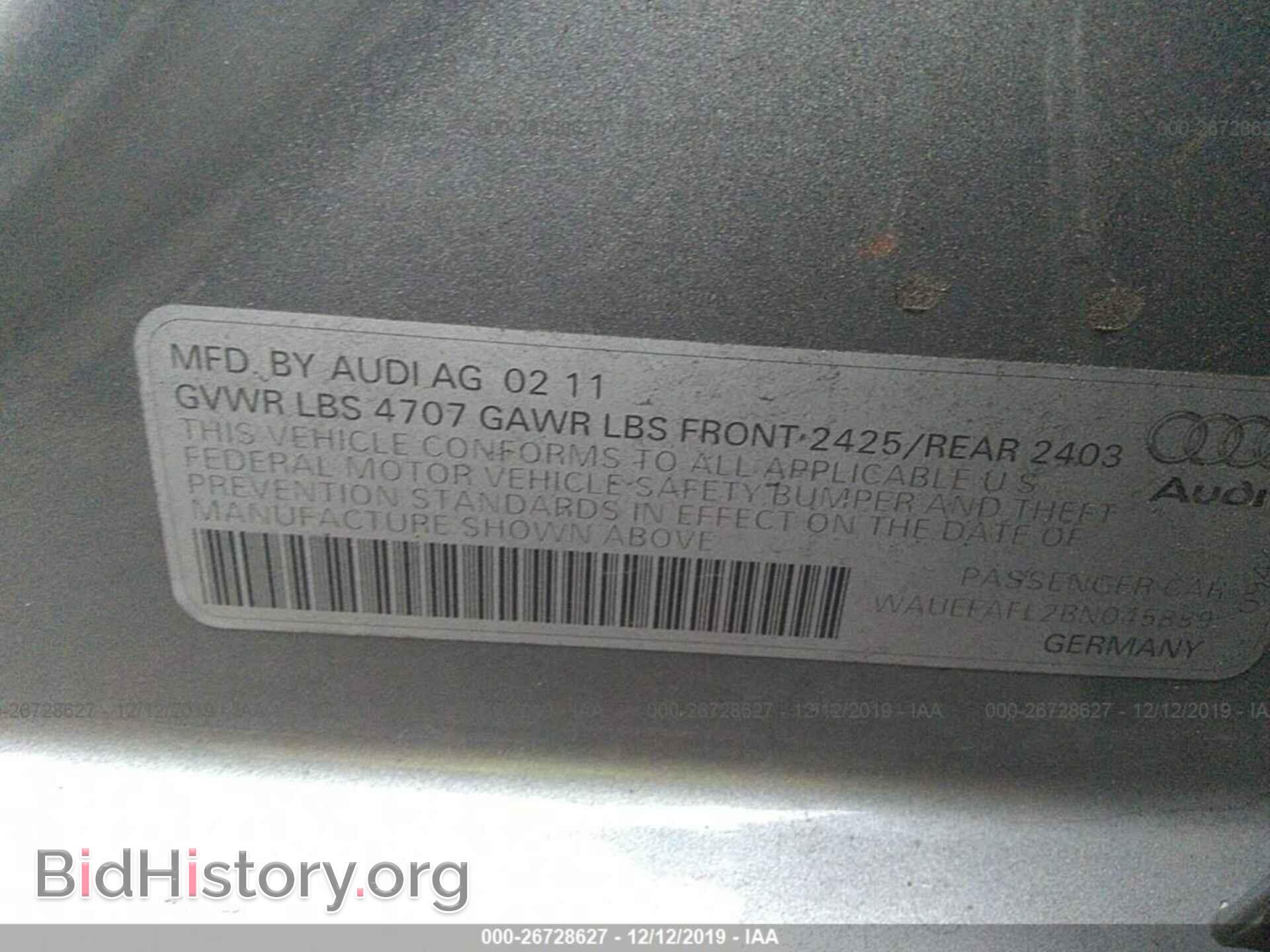 2011 Audi A4 - VIN: WAUEFAFL2BN045889 - Фото 9