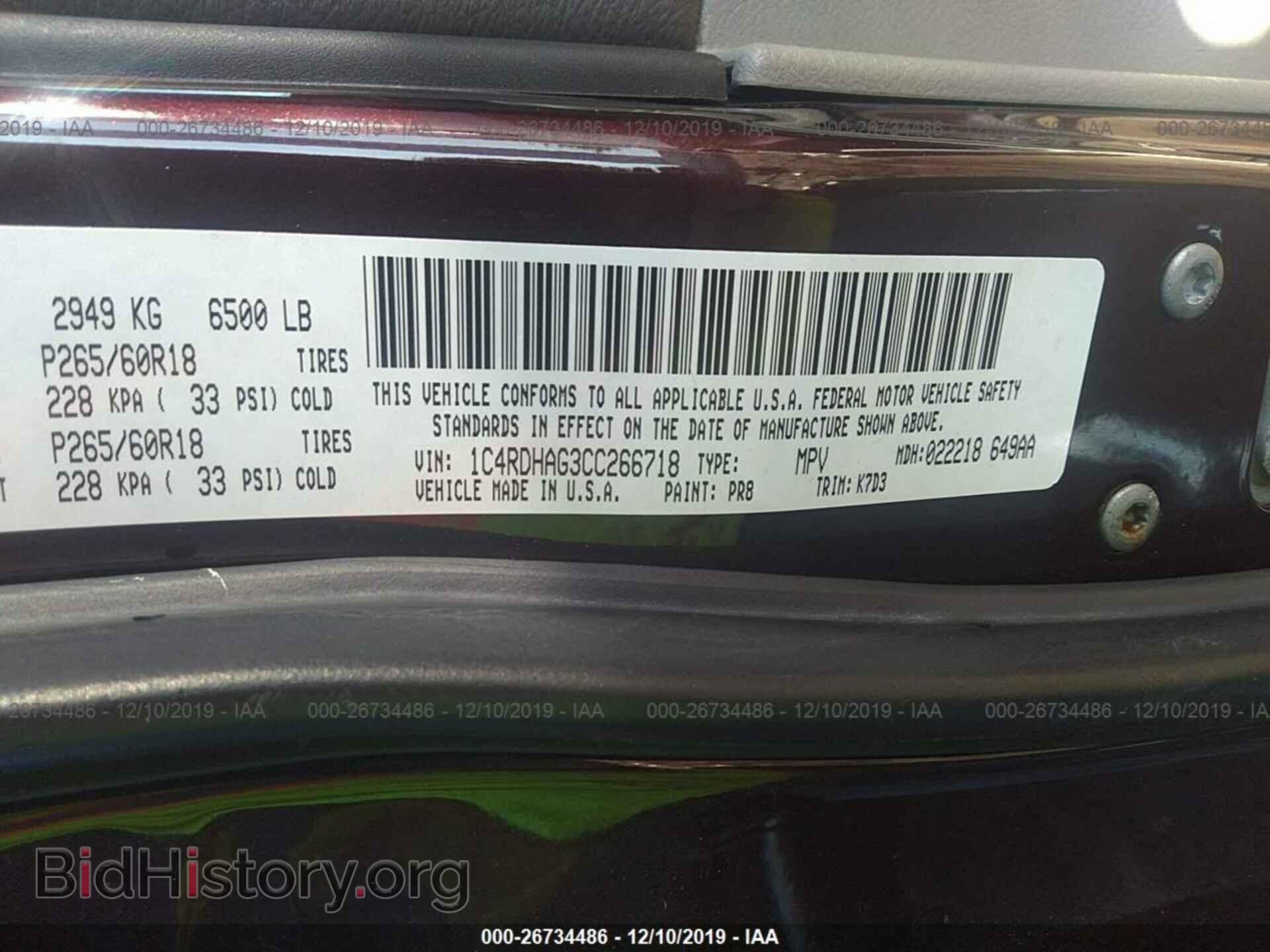 2012 DODGE DURANGO - VIN: 1C4RDHAG3CC266718 - Photo 9