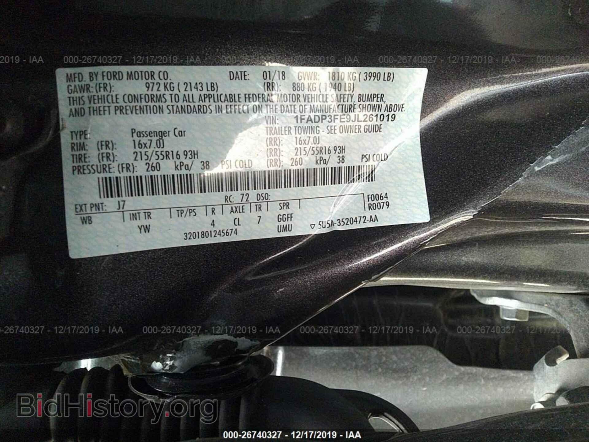 2018 FORD FOCUS - VIN: 1FADP3FE9JL261019 - Фото 9