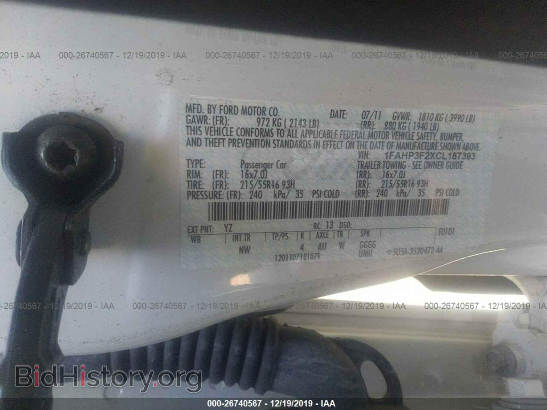2012 FORD FOCUS - VIN: 1FAHP3F2XCL187393 - Фото 9