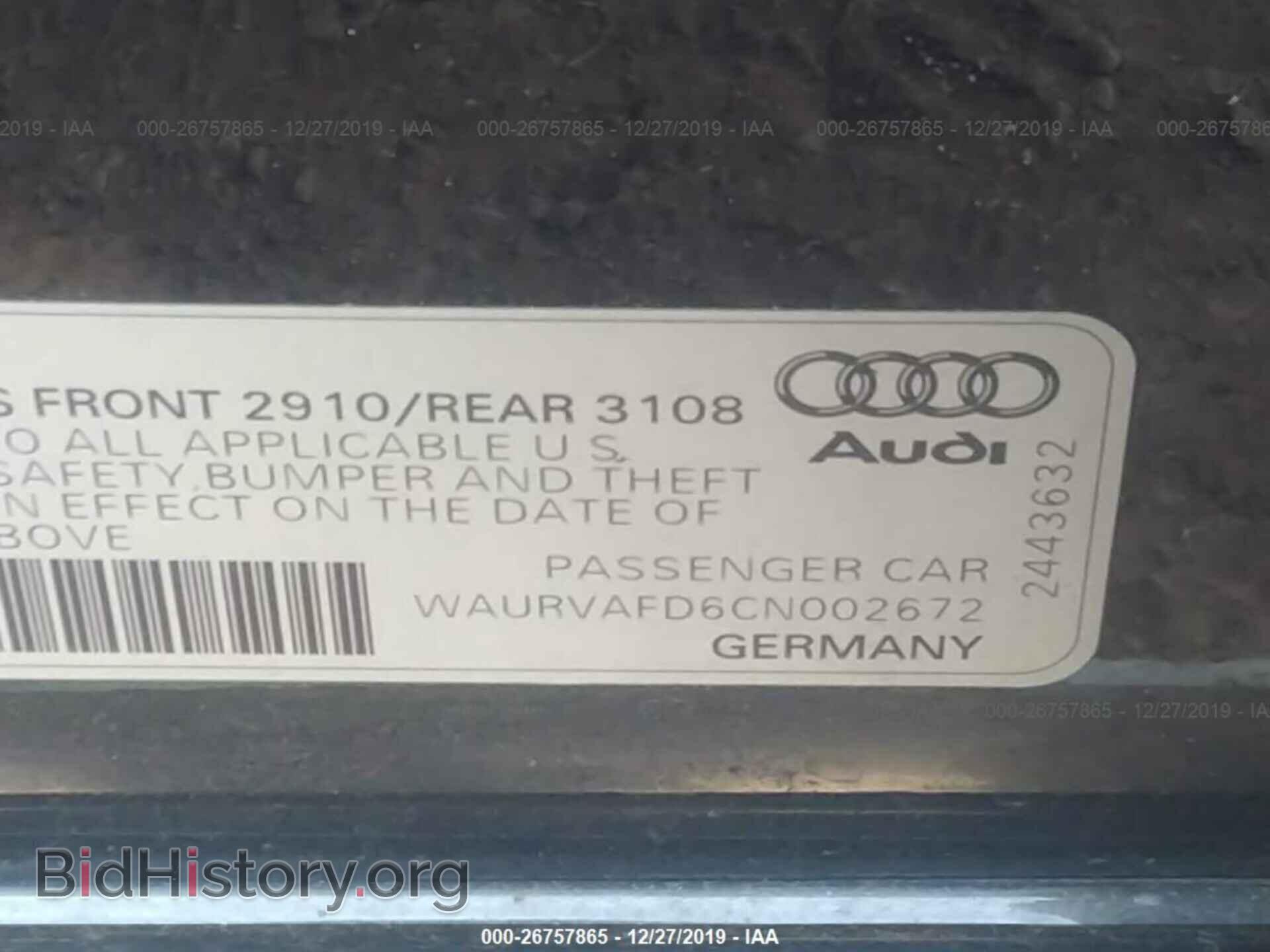 2012 AUDI A8 - VIN: WAURVAFD6CN002672 - Фото 9