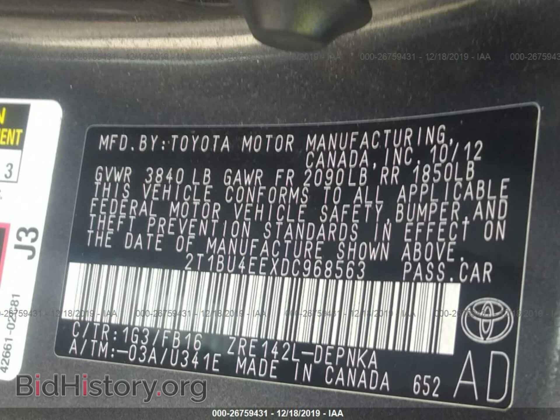 2013 TOYOTA COROLLA - VIN: 2T1BU4EEXDC968563 - Фото 9