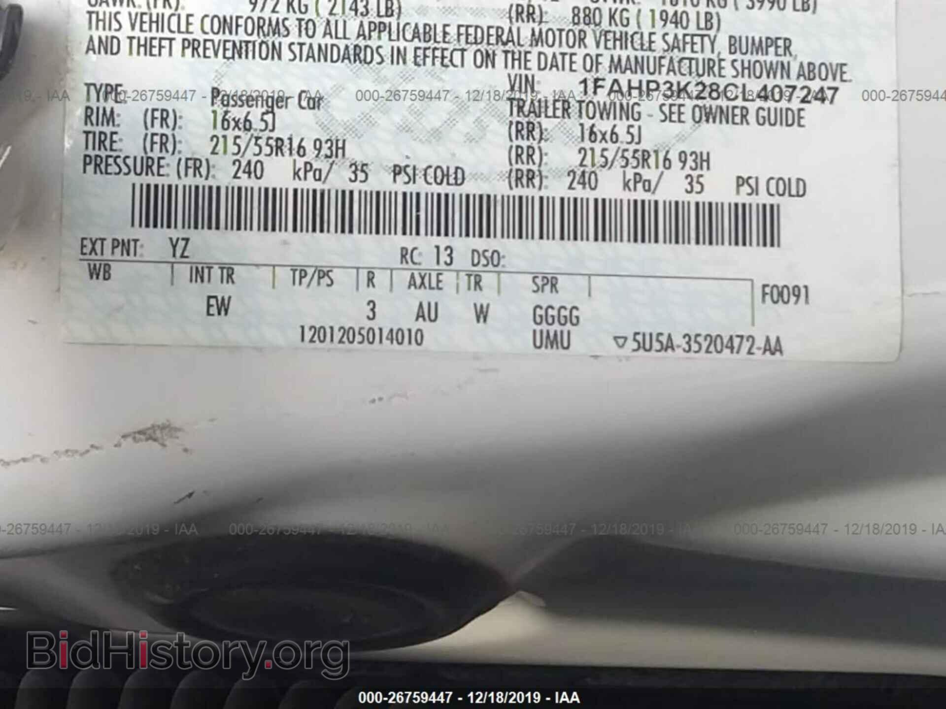 2012 FORD FOCUS - VIN: 1FAHP3K28CL407247 - Photo 9