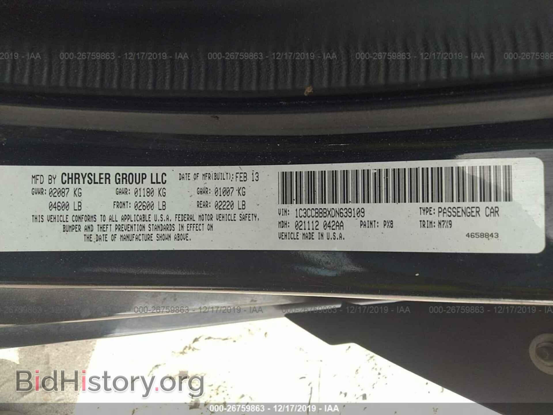 2013 CHRYSLER 200 - VIN: 1C3CCBBBXDN639109 - Фото 9