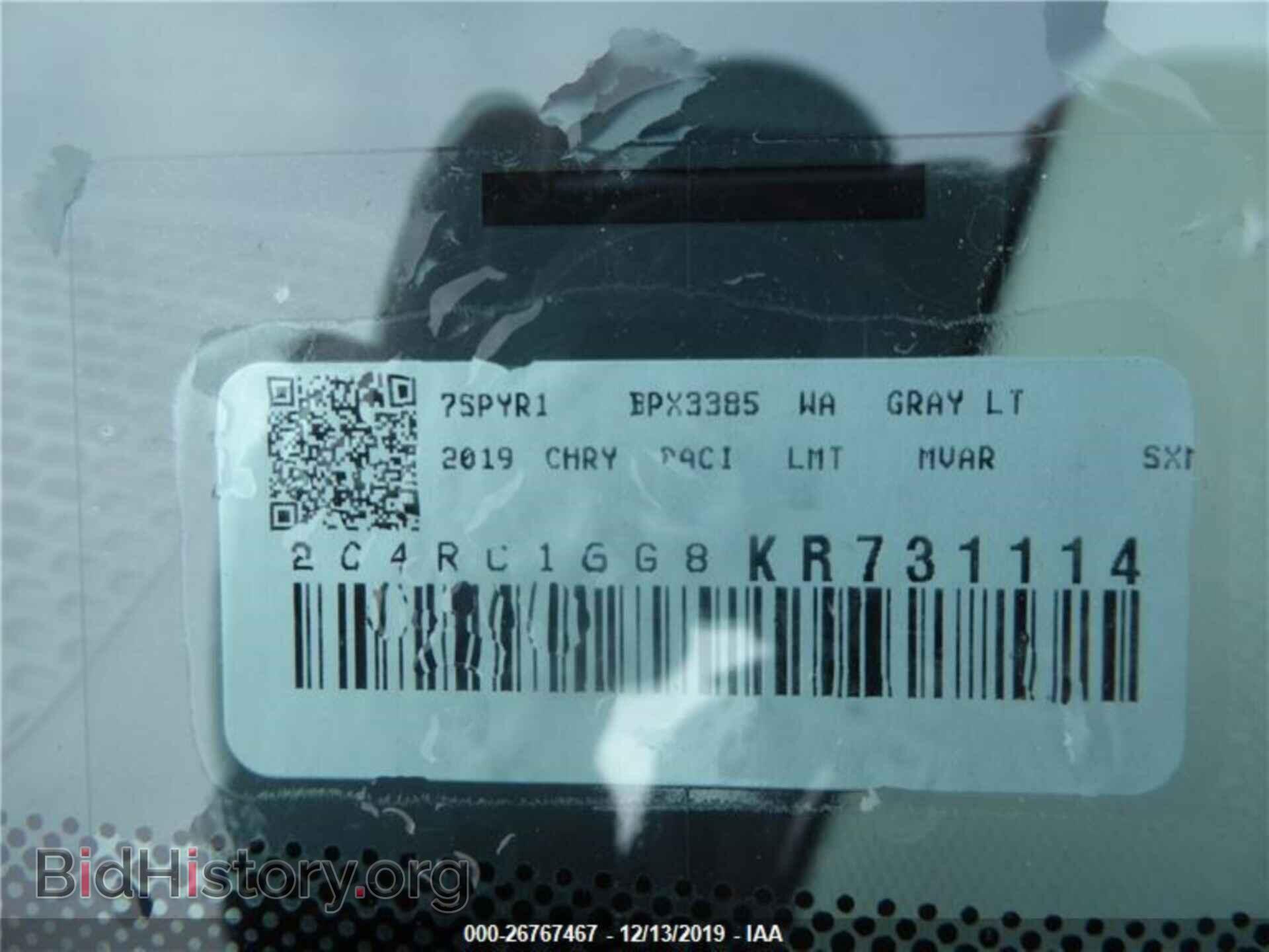 Photo 2C4RC1GG8KR731114 - CHRYSLER PACIFICA 2019