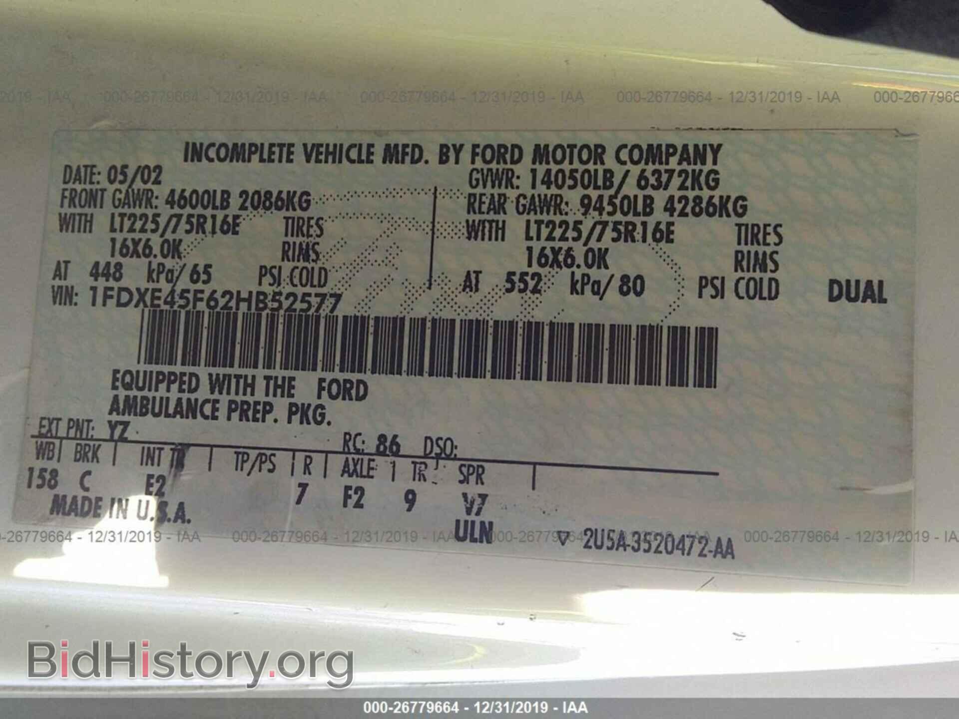 2002 FORD ECONOLINE - VIN: 1FDXE45F62HB52577 - Фото 9