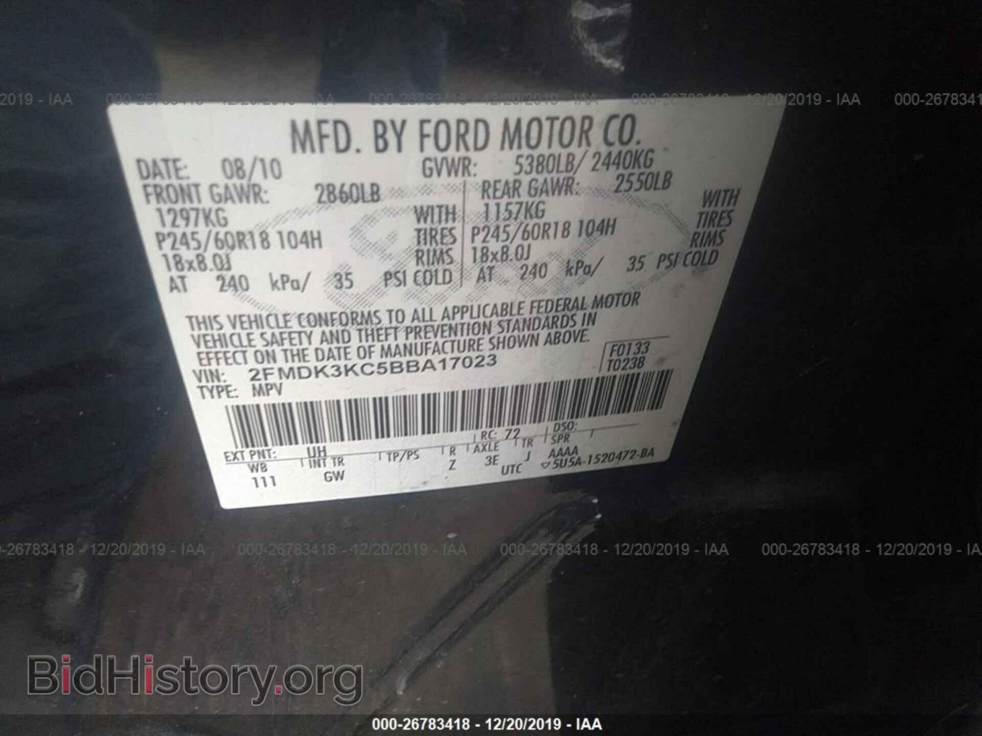 2011 FORD EDGE - VIN: 2FMDK3KC5BBA17023 - Фото 9