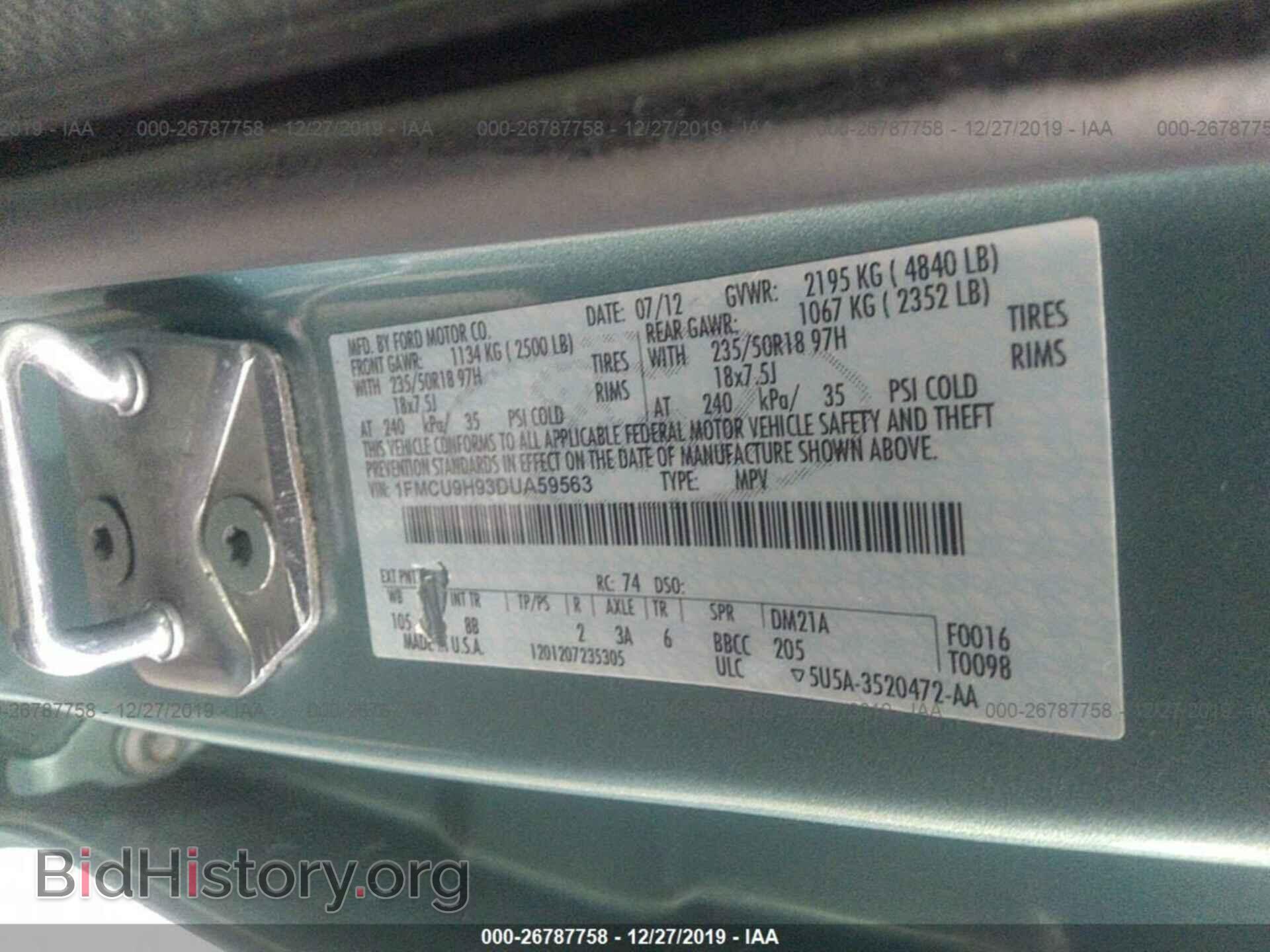 2013 FORD ESCAPE - VIN: 1FMCU9H93DUA59563 - Photo 9