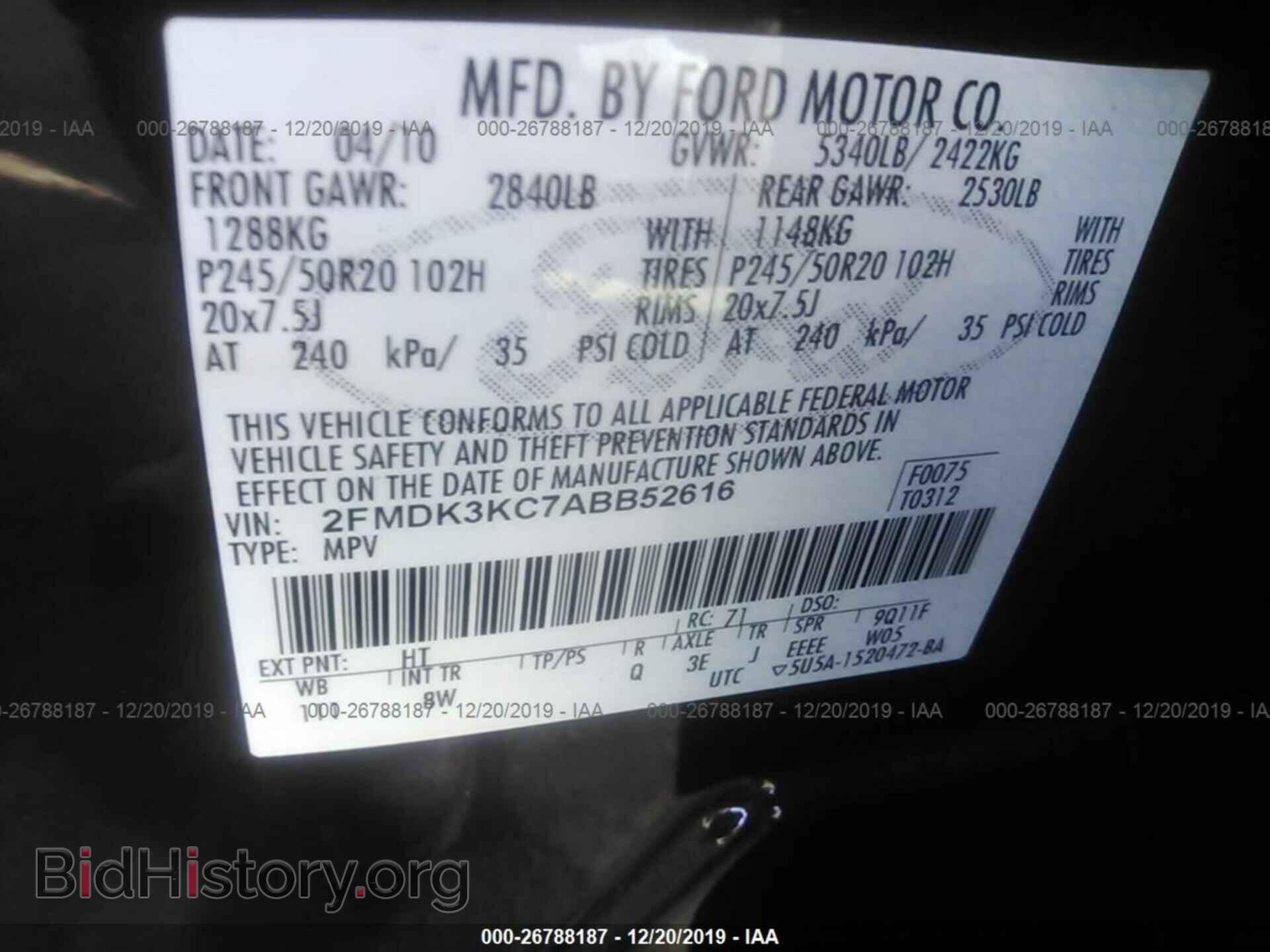 2010 FORD EDGE - VIN: 2FMDK3KC7ABB52616 - Photo 9