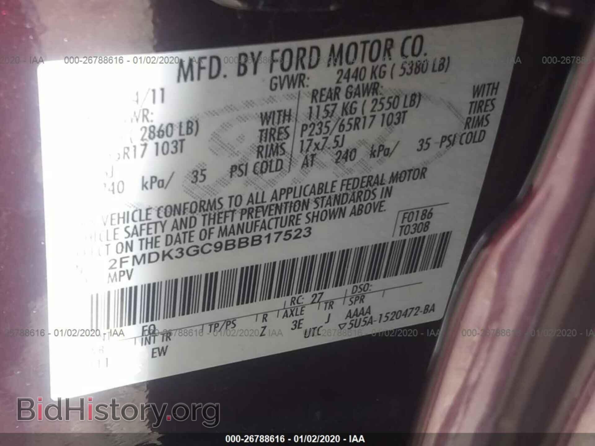 2011 FORD EDGE - VIN: 2FMDK3GC9BBB17523 - Фото 9