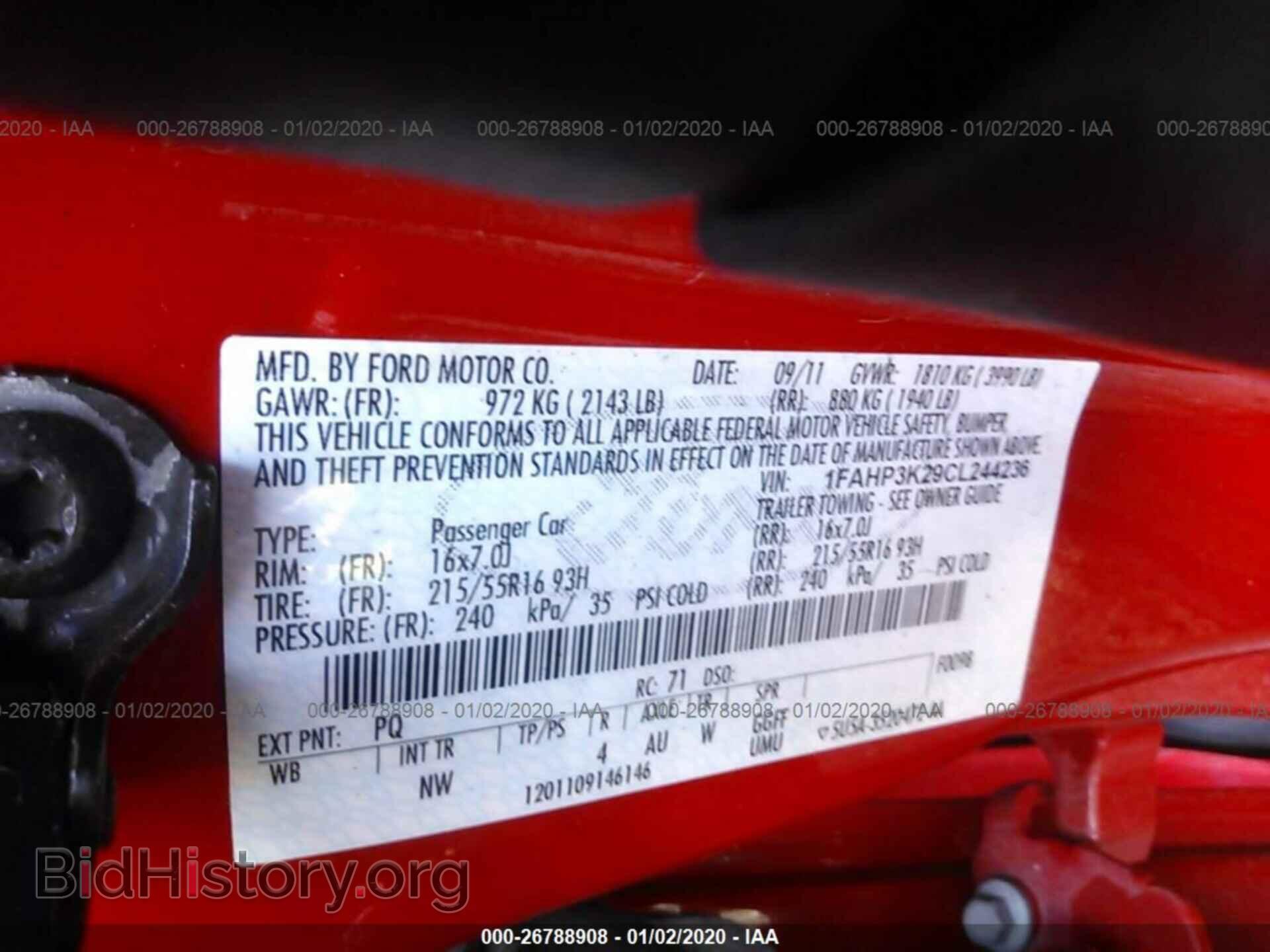 2012 FORD FOCUS - VIN: 1FAHP3K29CL244236 - Фото 9