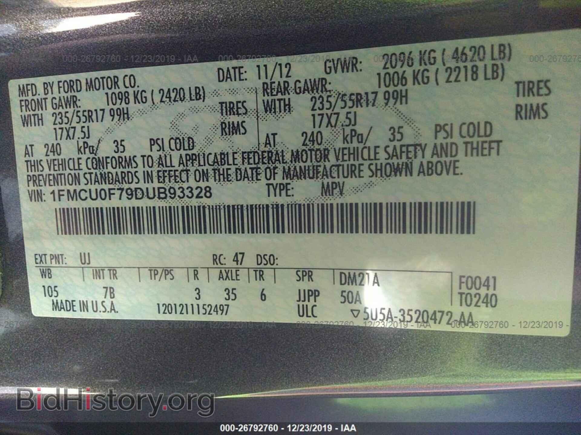 2013 FORD ESCAPE - VIN: 1FMCU0F79DUB93328 - Photo 9