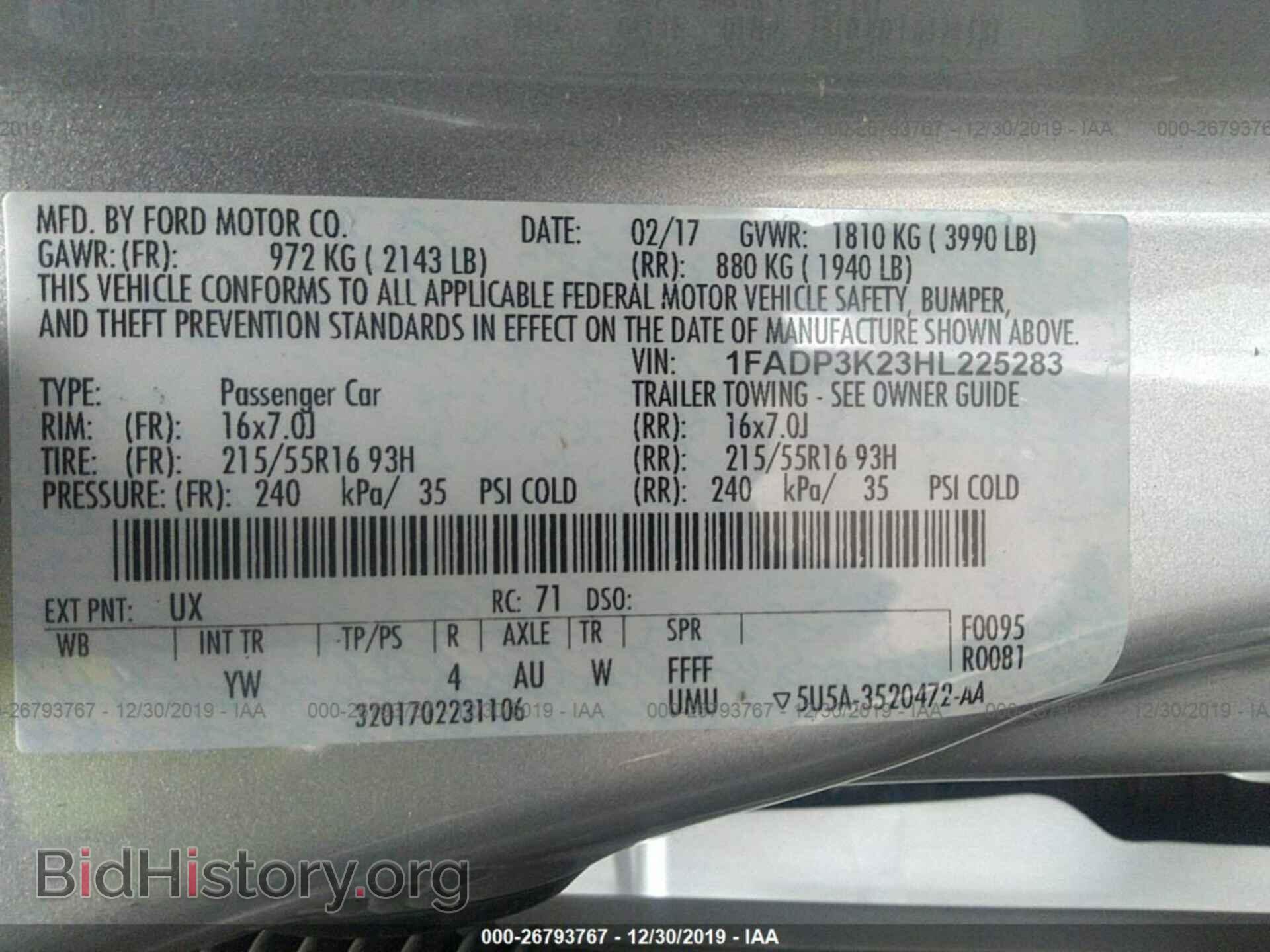 2017 FORD FOCUS - VIN: 1FADP3K23HL225283 - Photo 9