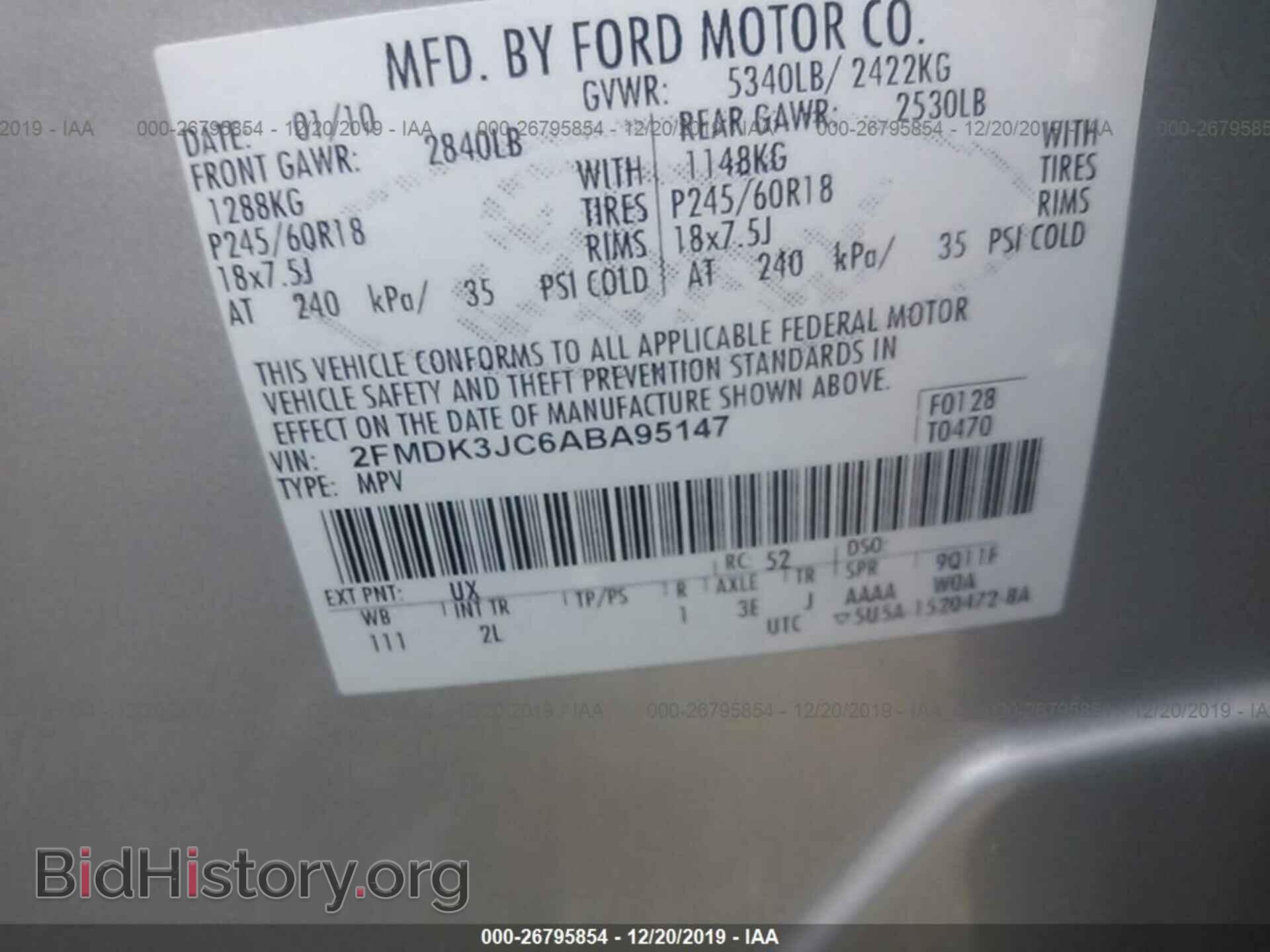 2010 FORD EDGE - VIN: 2FMDK3JC6ABA95147 - Photo 9