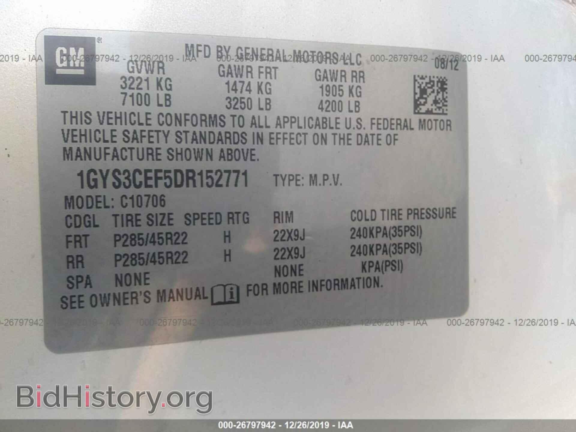 2013 CADILLAC ESCALADE - VIN: 1GYS3CEF5DR152771 - Фото 9