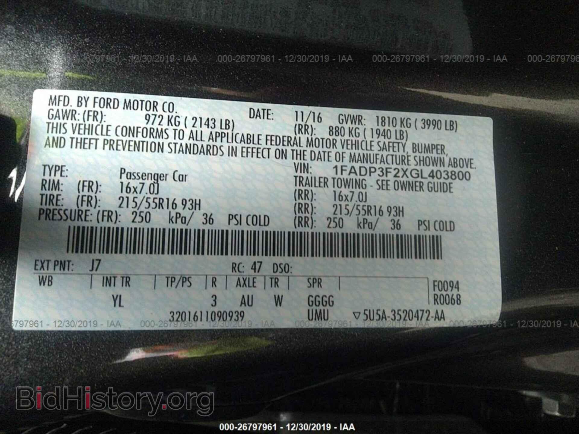 2016 FORD FOCUS - VIN: 1FADP3F2XGL403800 - Фото 9
