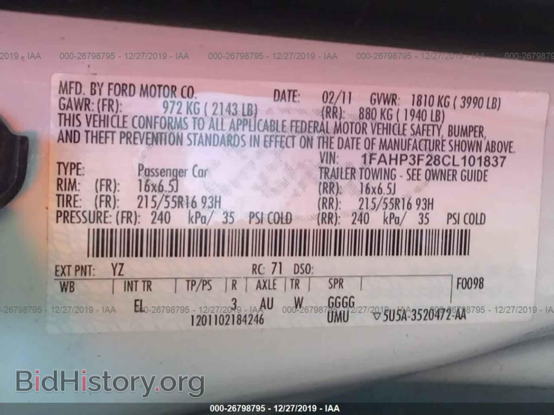 2012 FORD FOCUS - VIN: 1FAHP3F28CL101837 - Photo 9