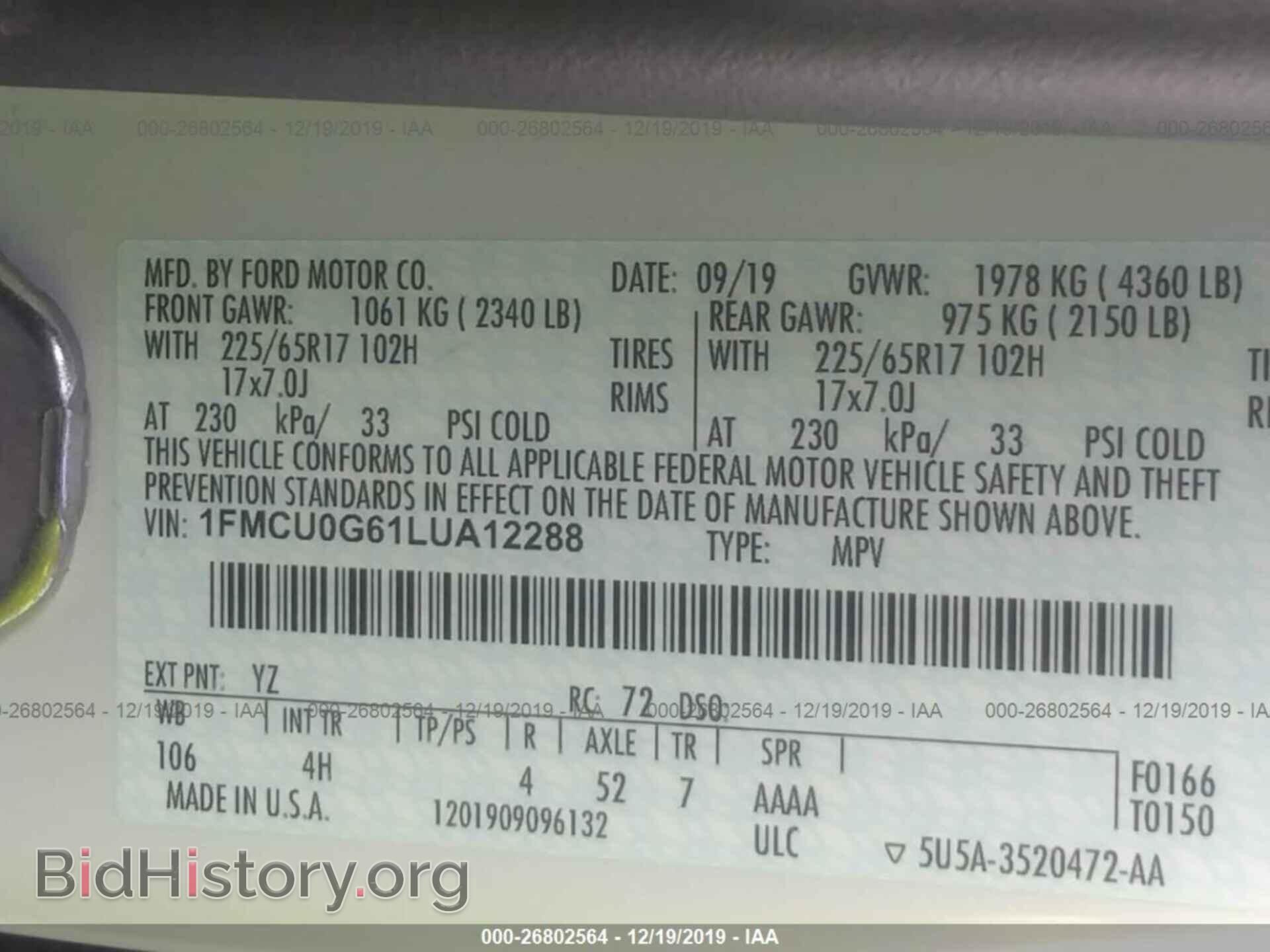 2020 FORD ESCAPE - VIN: 1FMCU0G61LUA12288 - Photo 9