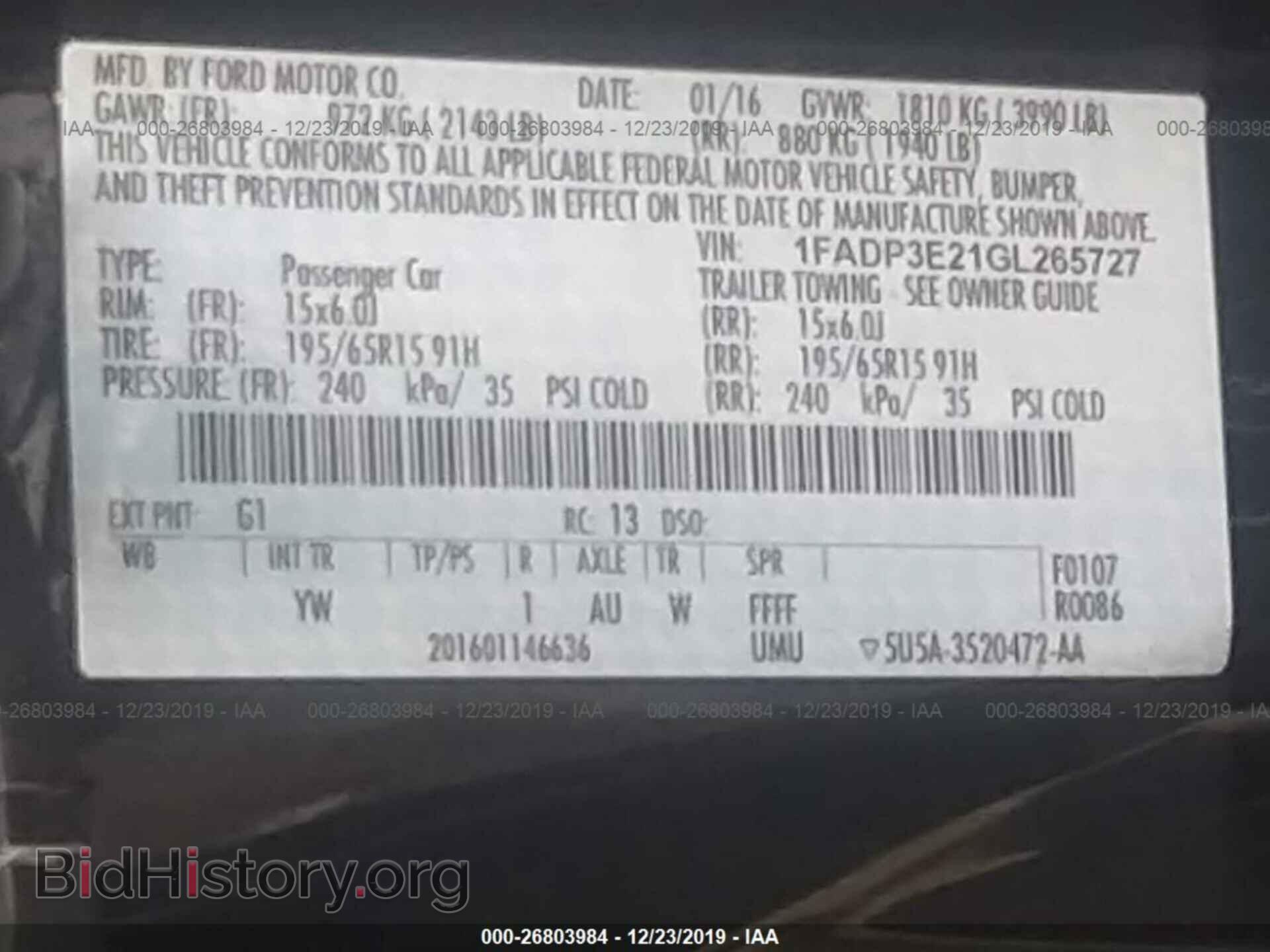 2016 FORD FOCUS - VIN: 1FADP3E21GL265727 - Фото 9