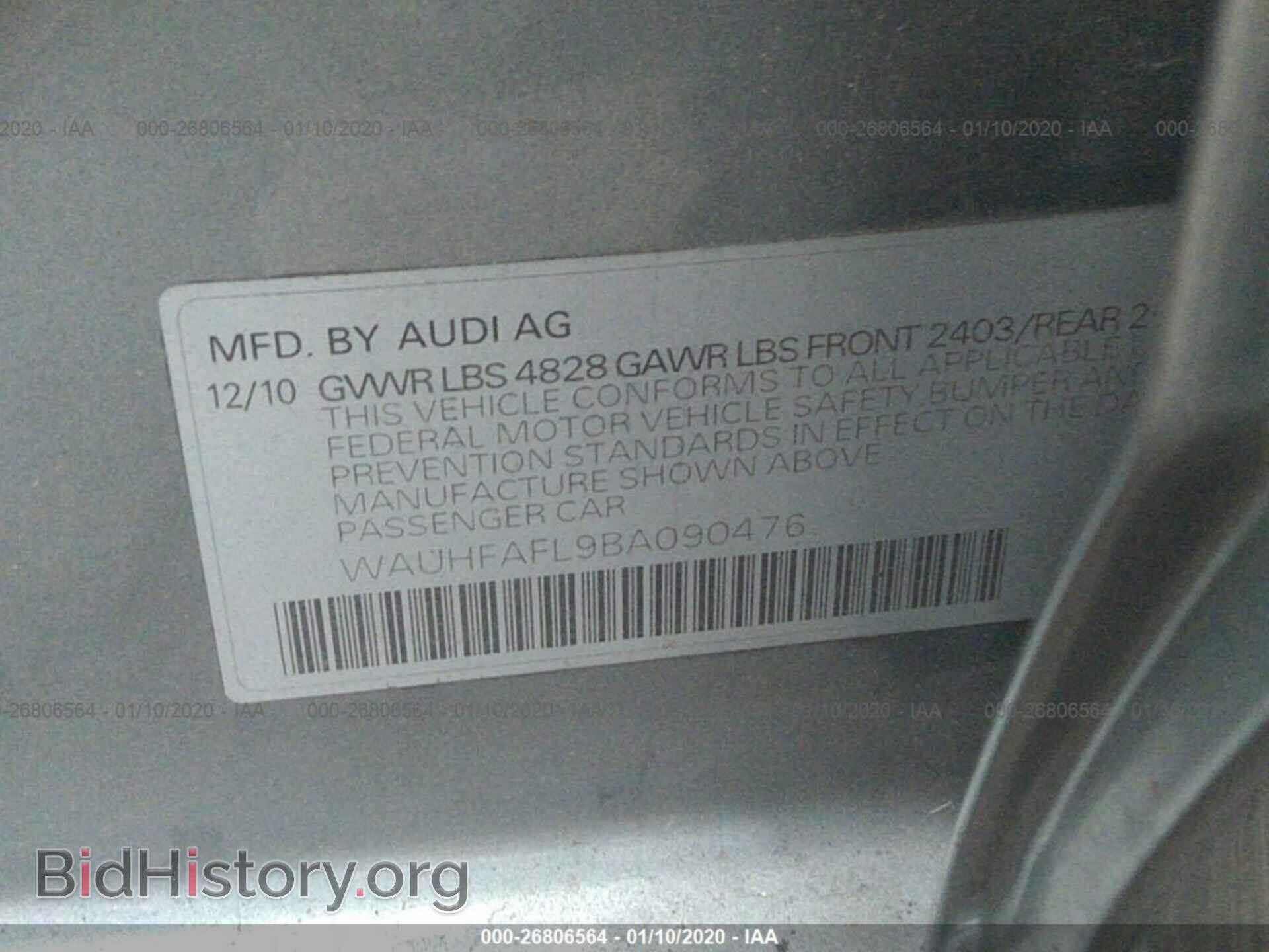 2011 AUDI A4 - VIN: WAUHFAFL9BA090476 - Фото 9