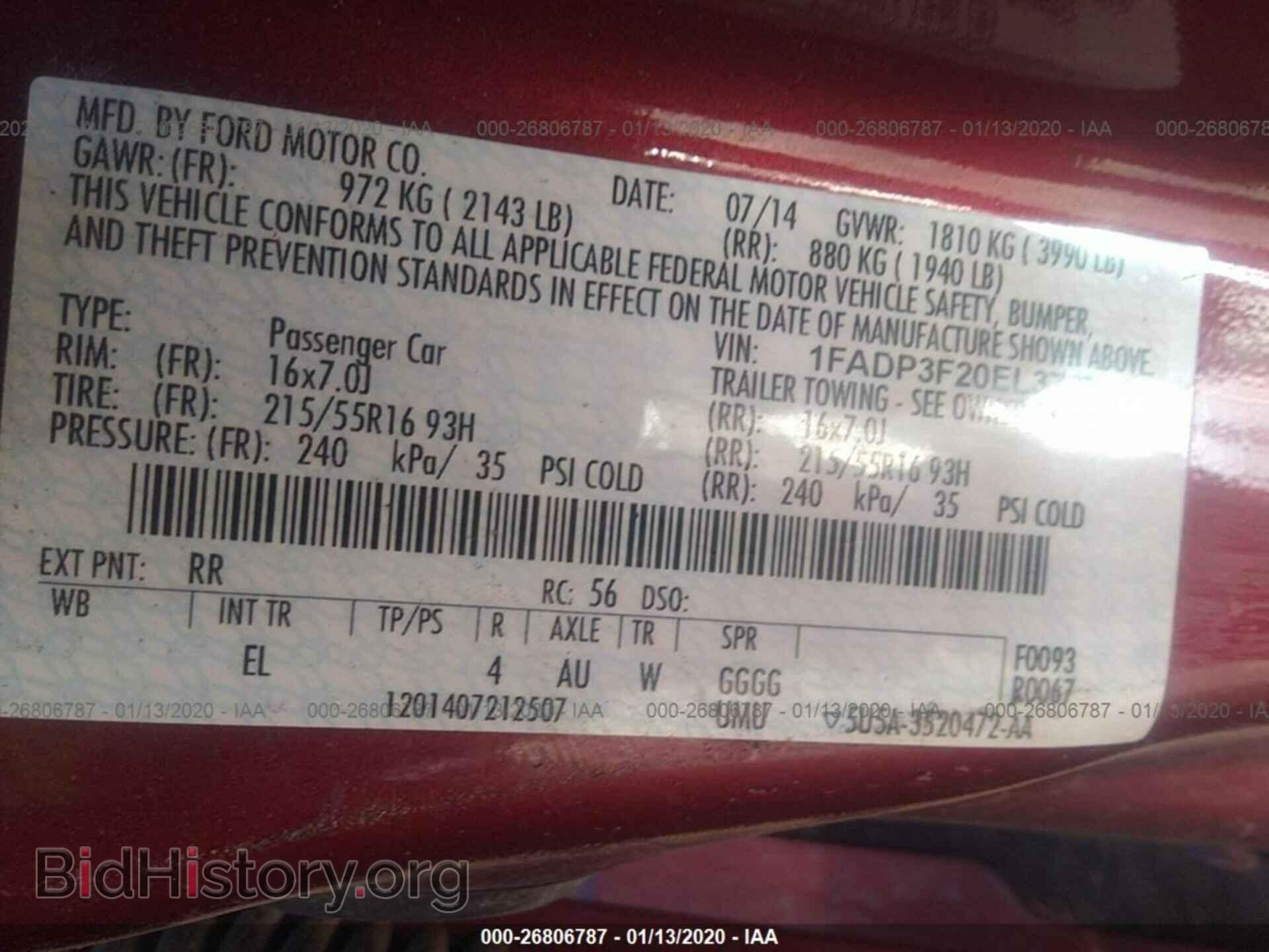 2014 FORD FOCUS - VIN: 1FADP3F20EL373722 - Фото 9