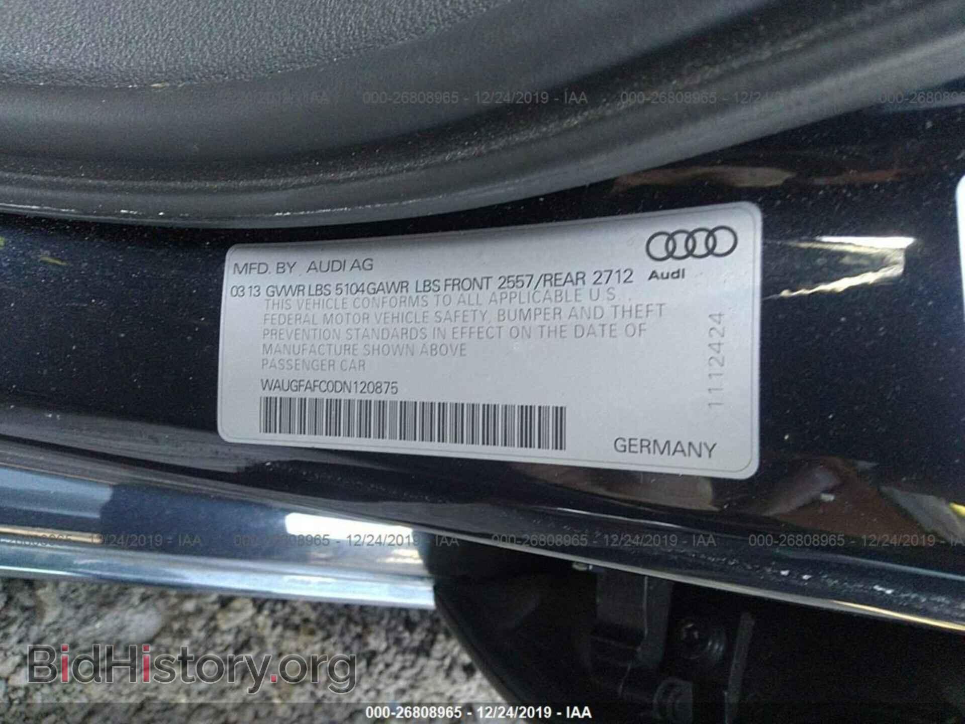 2013 AUDI A6 - VIN: WAUGFAFC0DN120875 - Фото 9