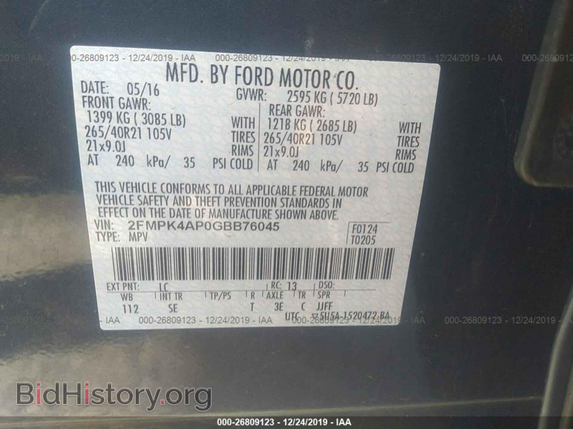 2016 FORD EDGE - VIN: 2FMPK4AP0GBB76045 - Photo 9