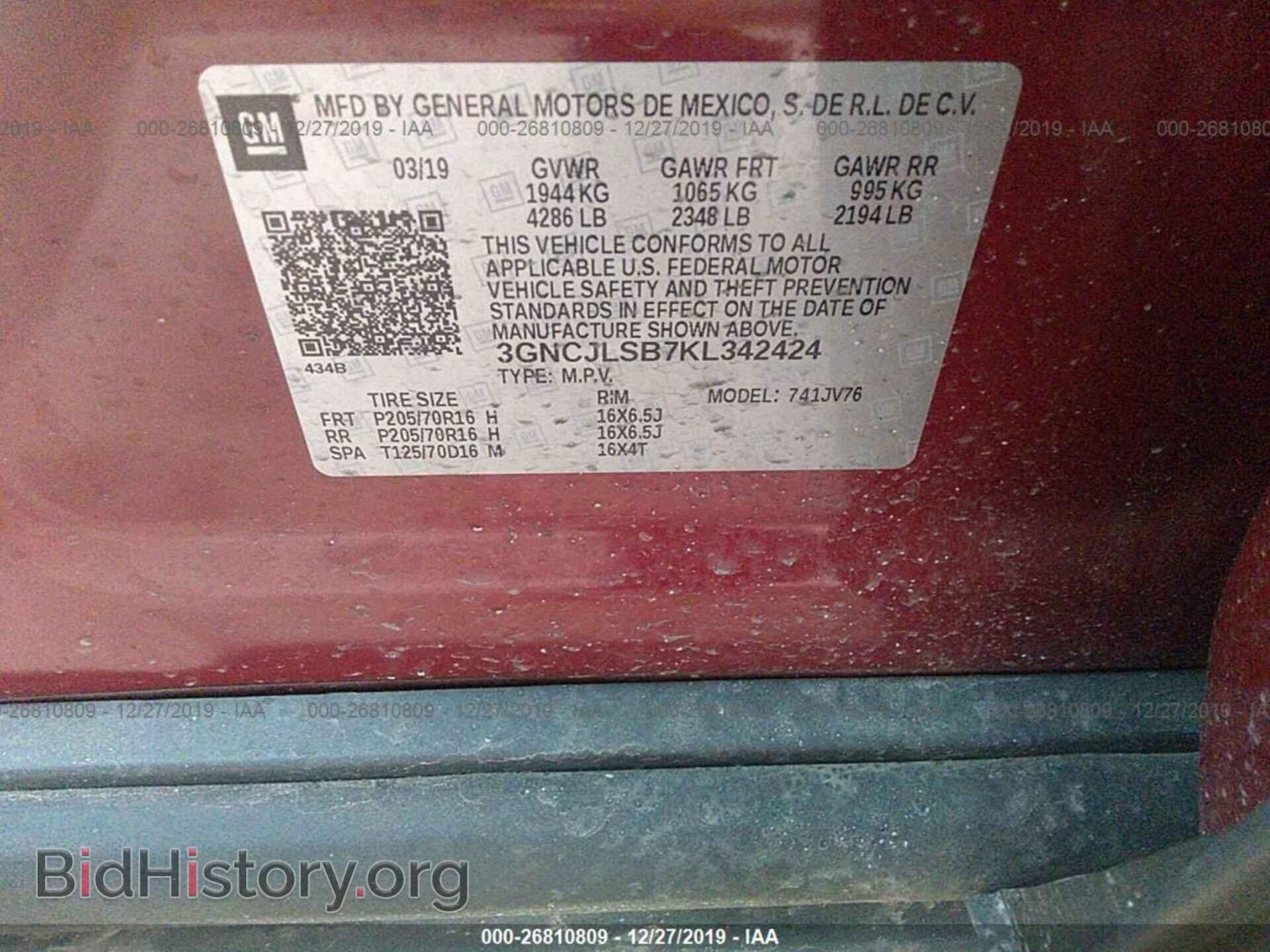 2019 CHEVROLET TRAX - VIN: 3GNCJLSB7KL342424 - Photo 9