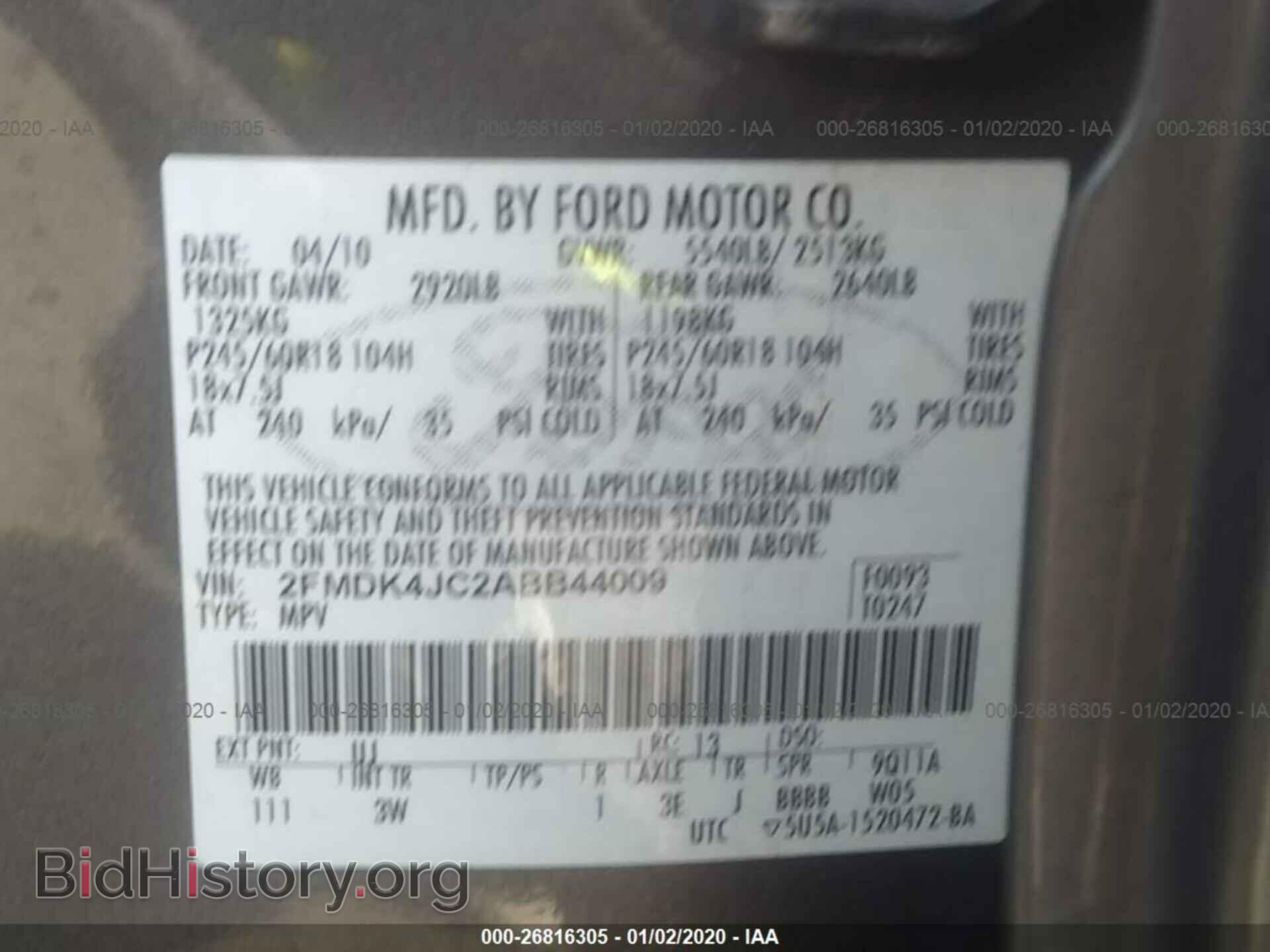 2010 FORD EDGE - VIN: 2FMDK4JC2ABB44009 - Photo 9