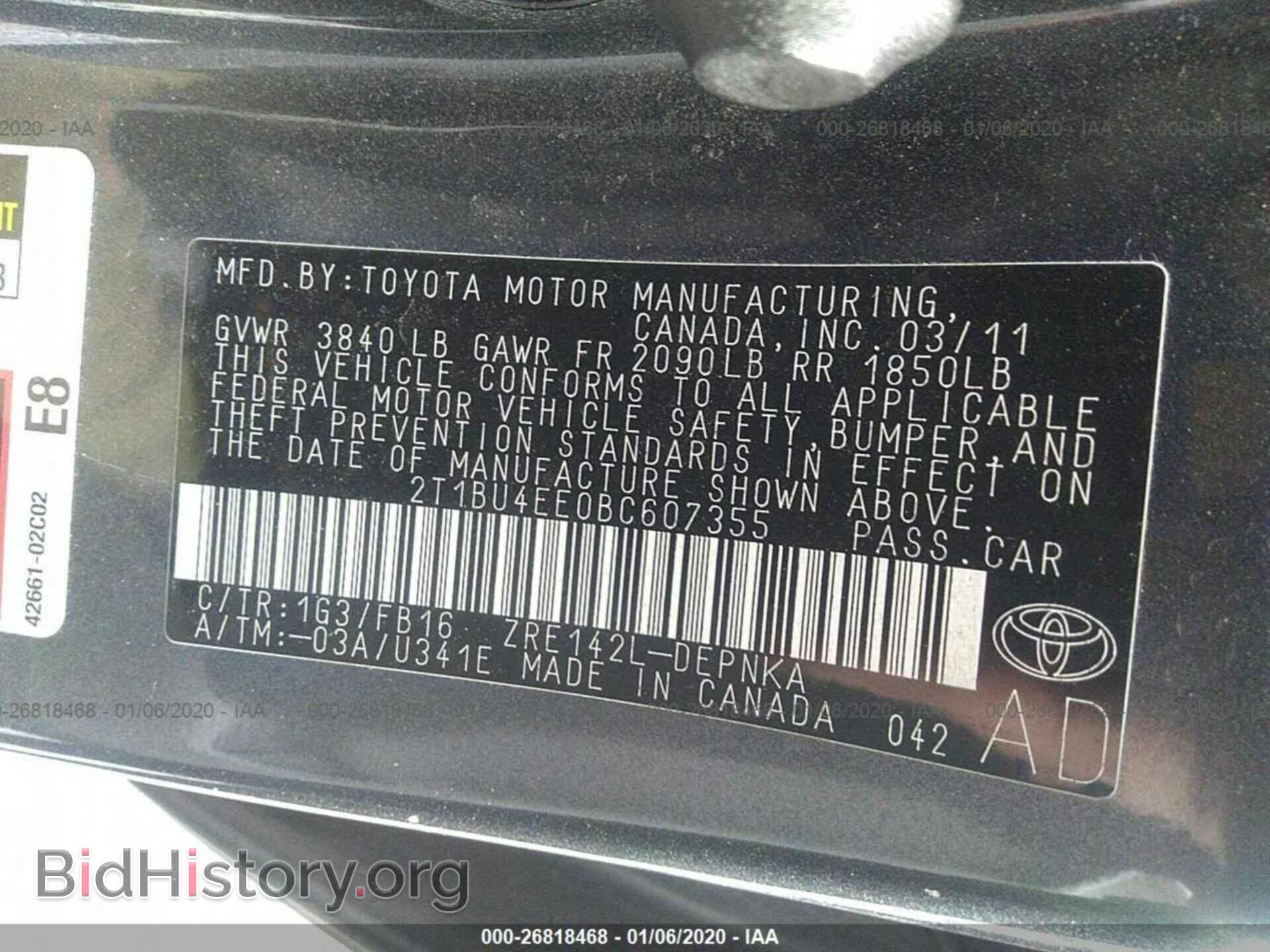 2011 TOYOTA COROLLA - VIN: 2T1BU4EE0BC607355 - Фото 9