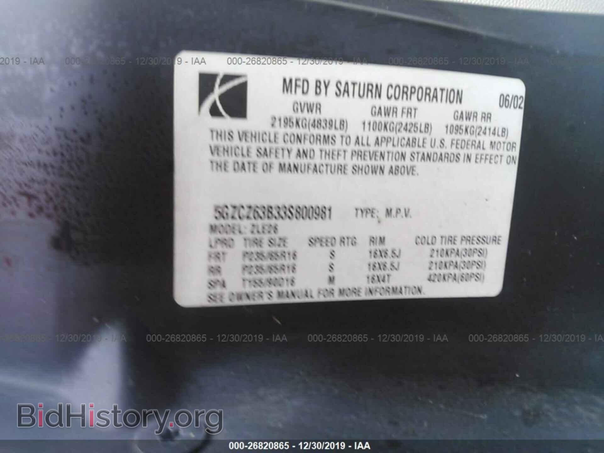 2003 SATURN VUE - VIN: 5GZCZ63B33S800981 - Photo 9