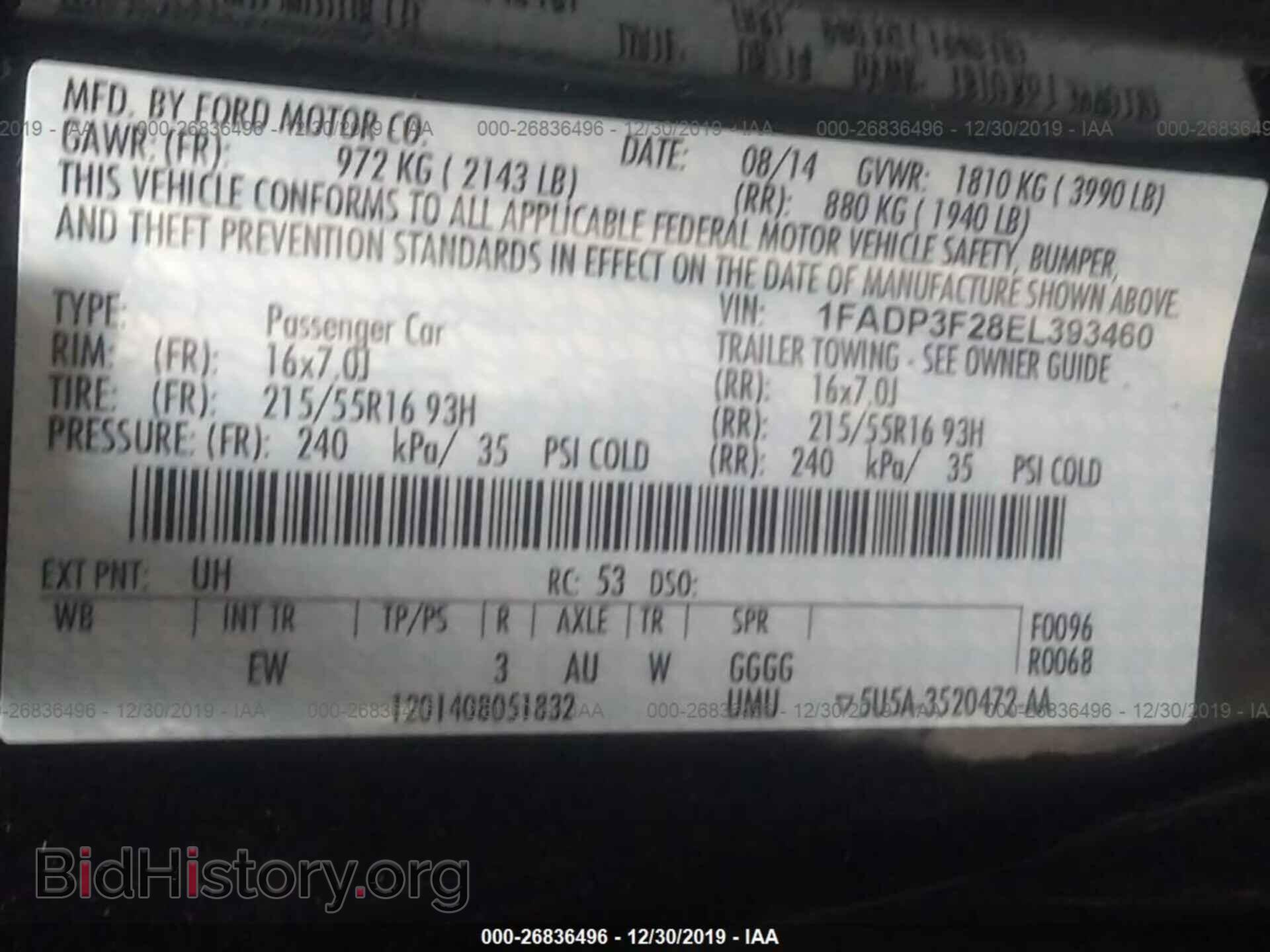 2014 FORD FOCUS - VIN: 1FADP3F28EL393460 - Фото 9