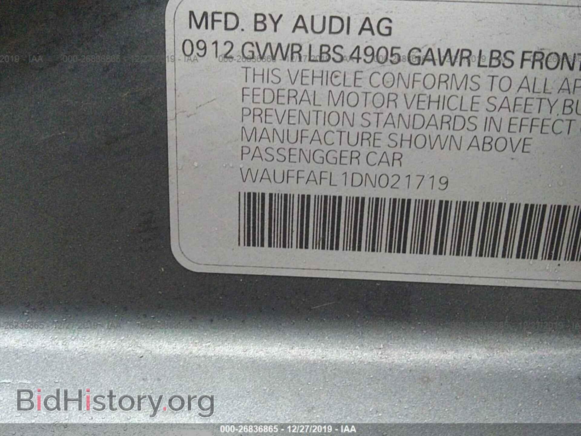 2013 AUDI A4 - VIN: WAUFFAFL1DN021719 - Фото 9